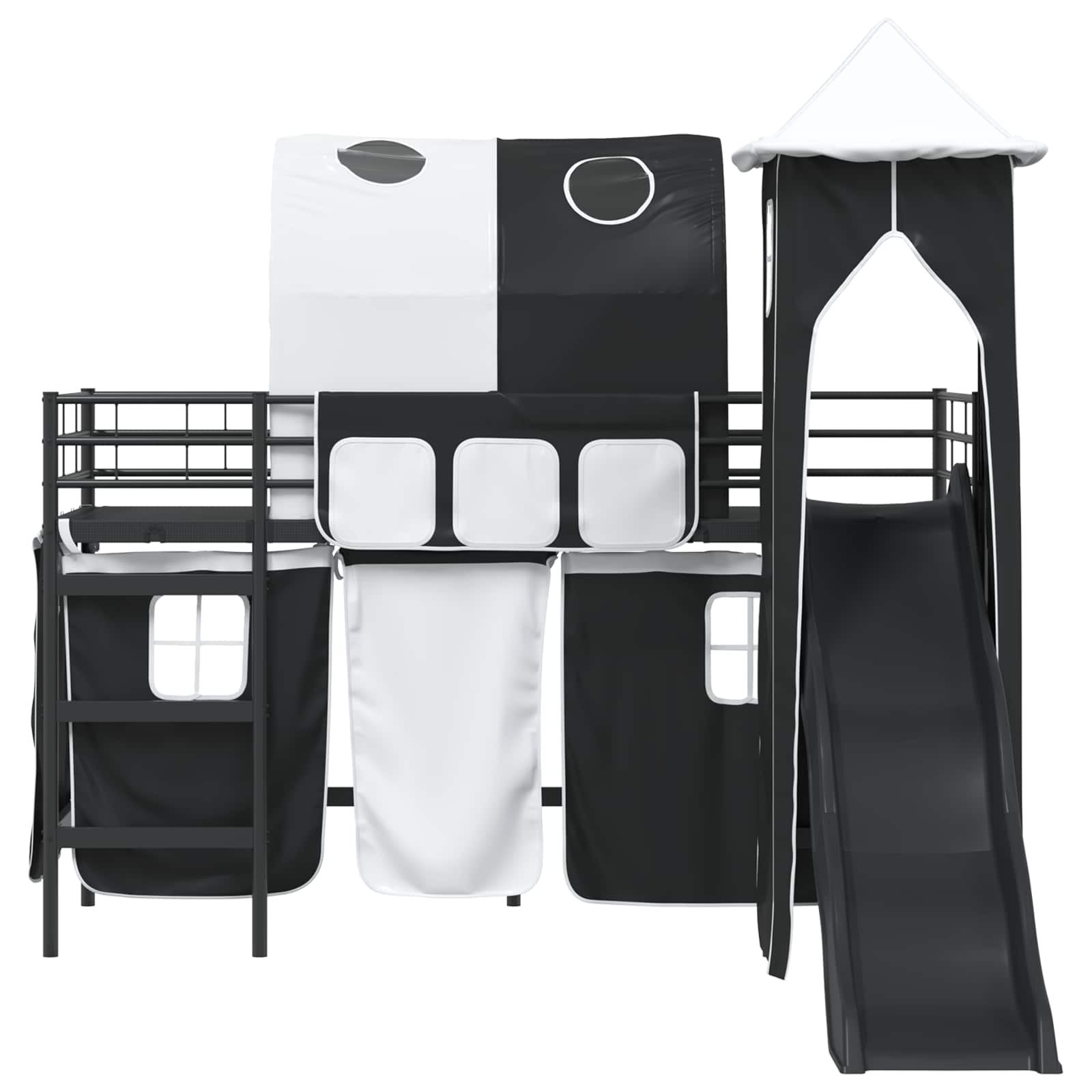 Kinder Etagenbett Gestell Uni Schwarz 90 x 190 cm Metall