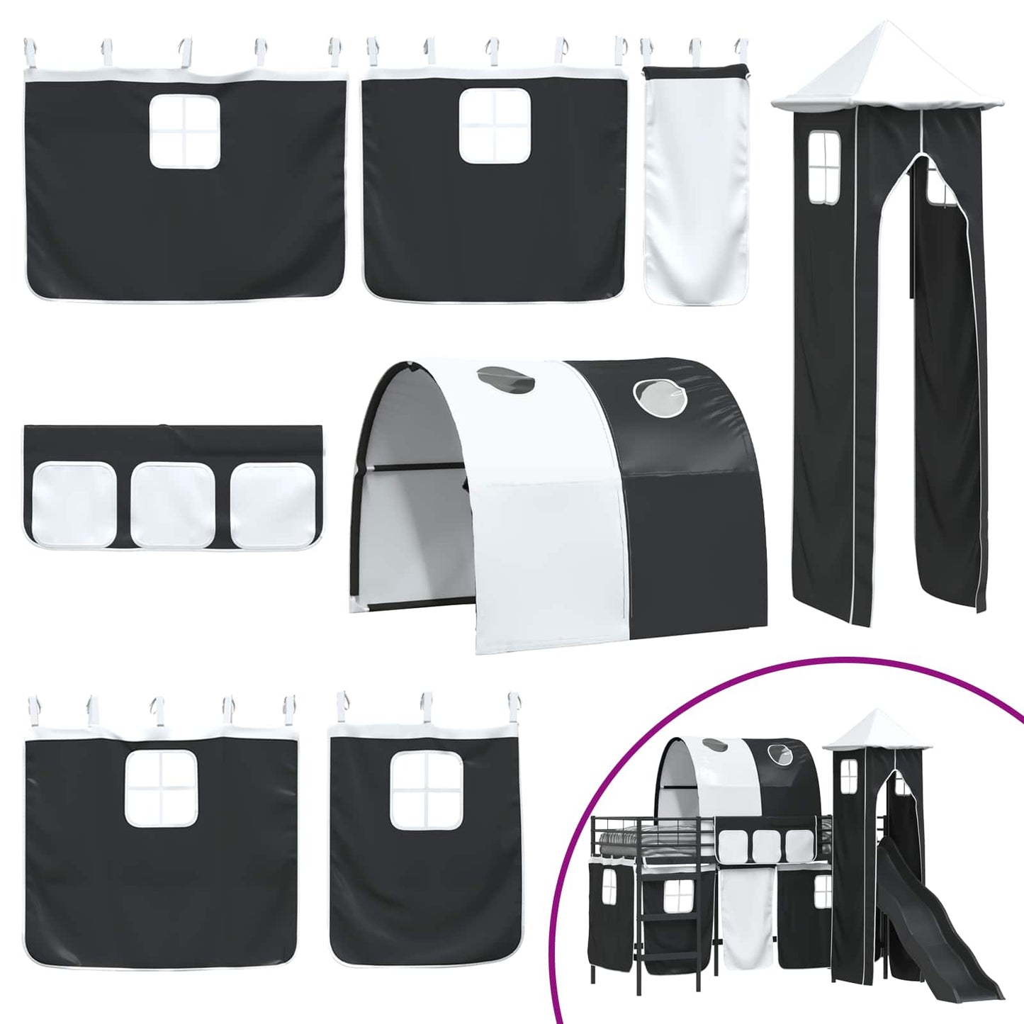 Kinder Etagenbett Gestell Uni Schwarz 90 x 190 cm Metall