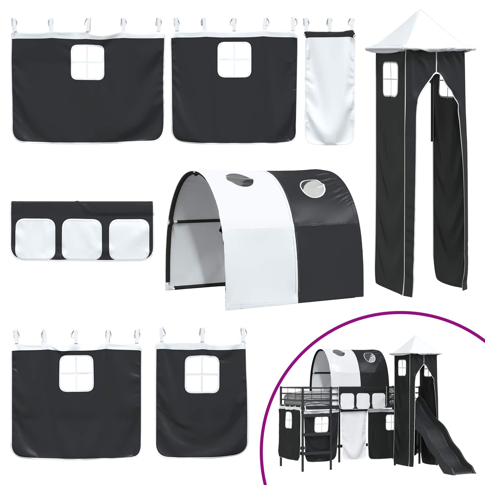Kinder Etagenbett Gestell Uni Schwarz 90 x 190 cm Metall