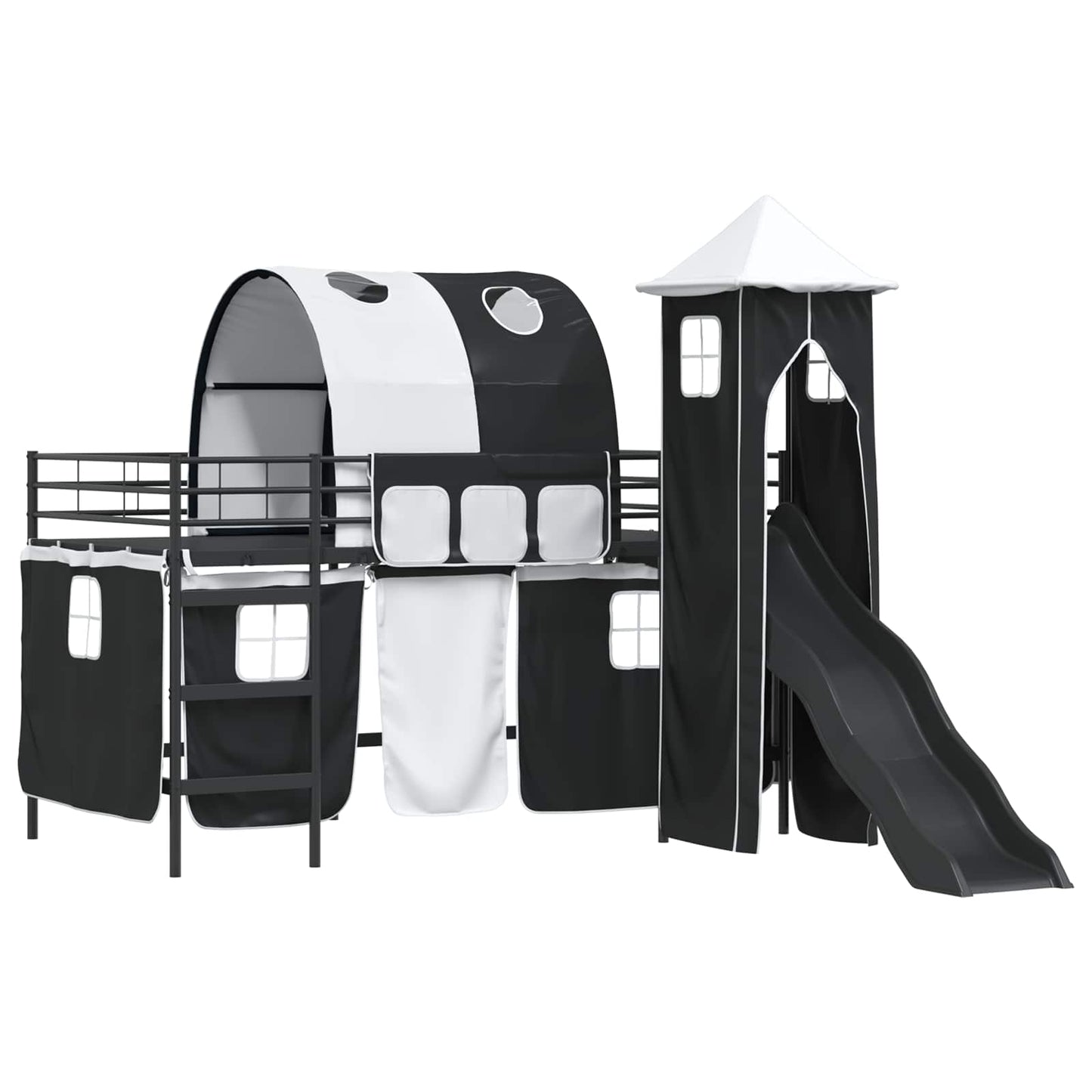 Kinder Etagenbett Gestell Uni Schwarz 90 x 200 cm Metall
