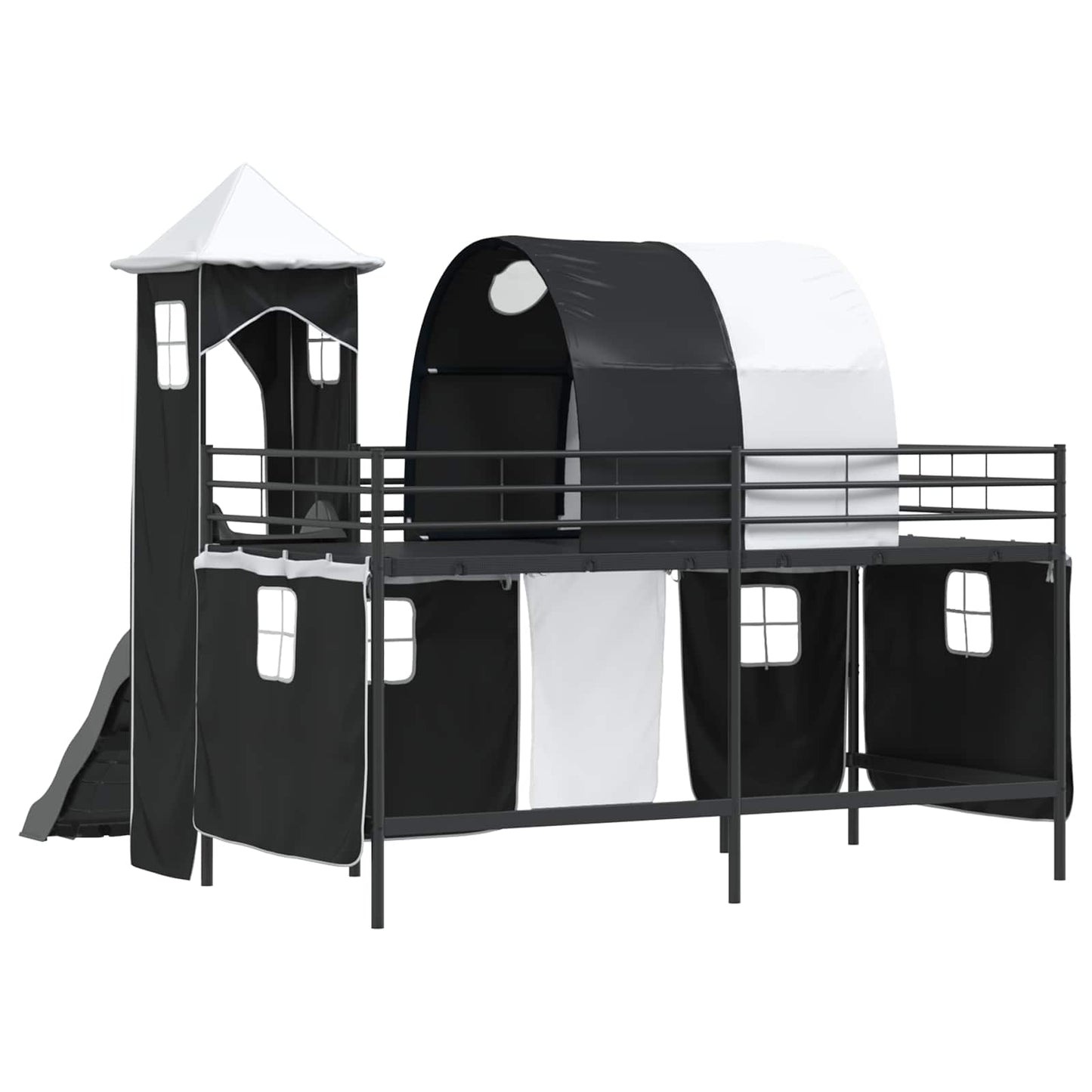Kinder Etagenbett Gestell Uni Schwarz 90 x 200 cm Metall