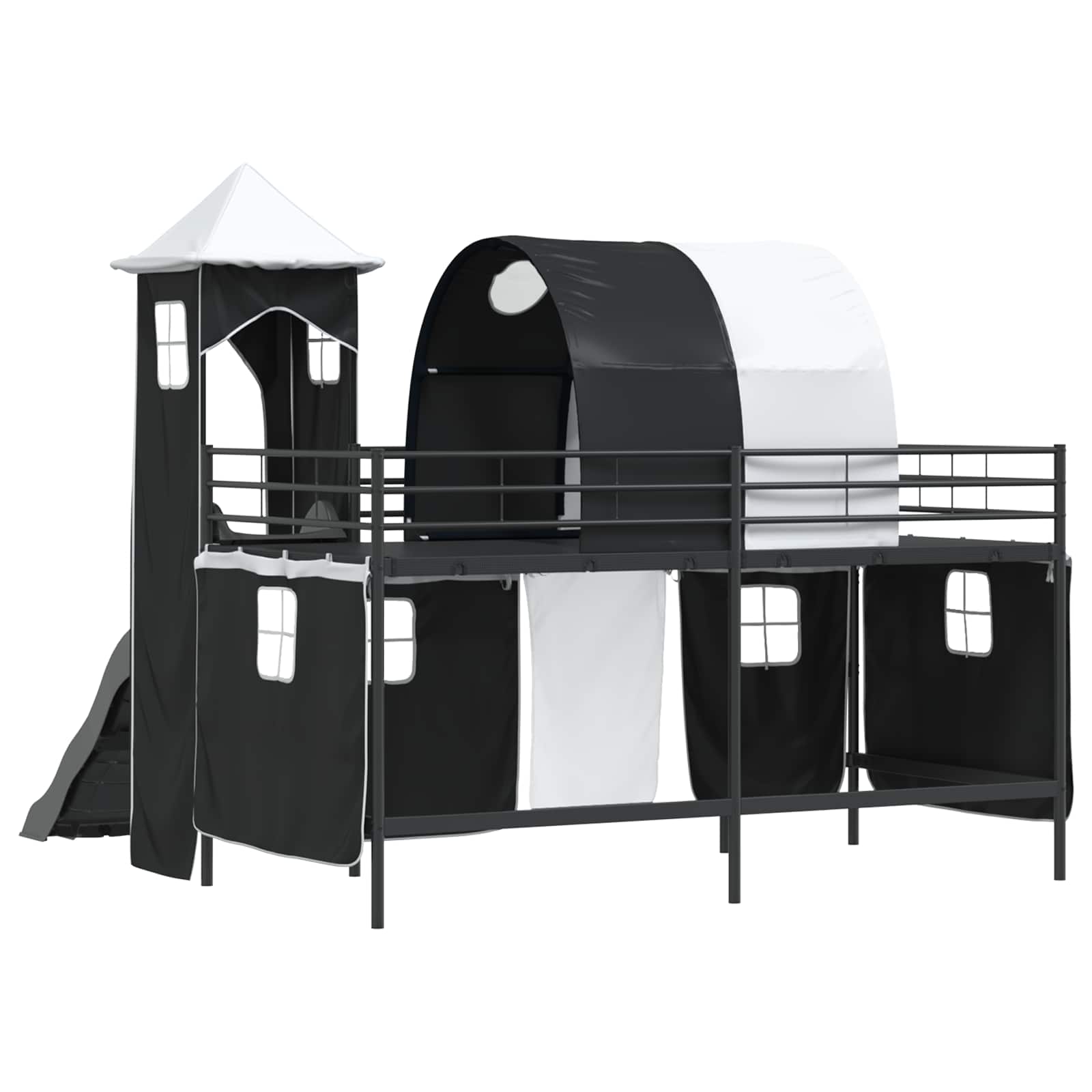 Kinder Etagenbett Gestell Uni Schwarz 90 x 200 cm Metall