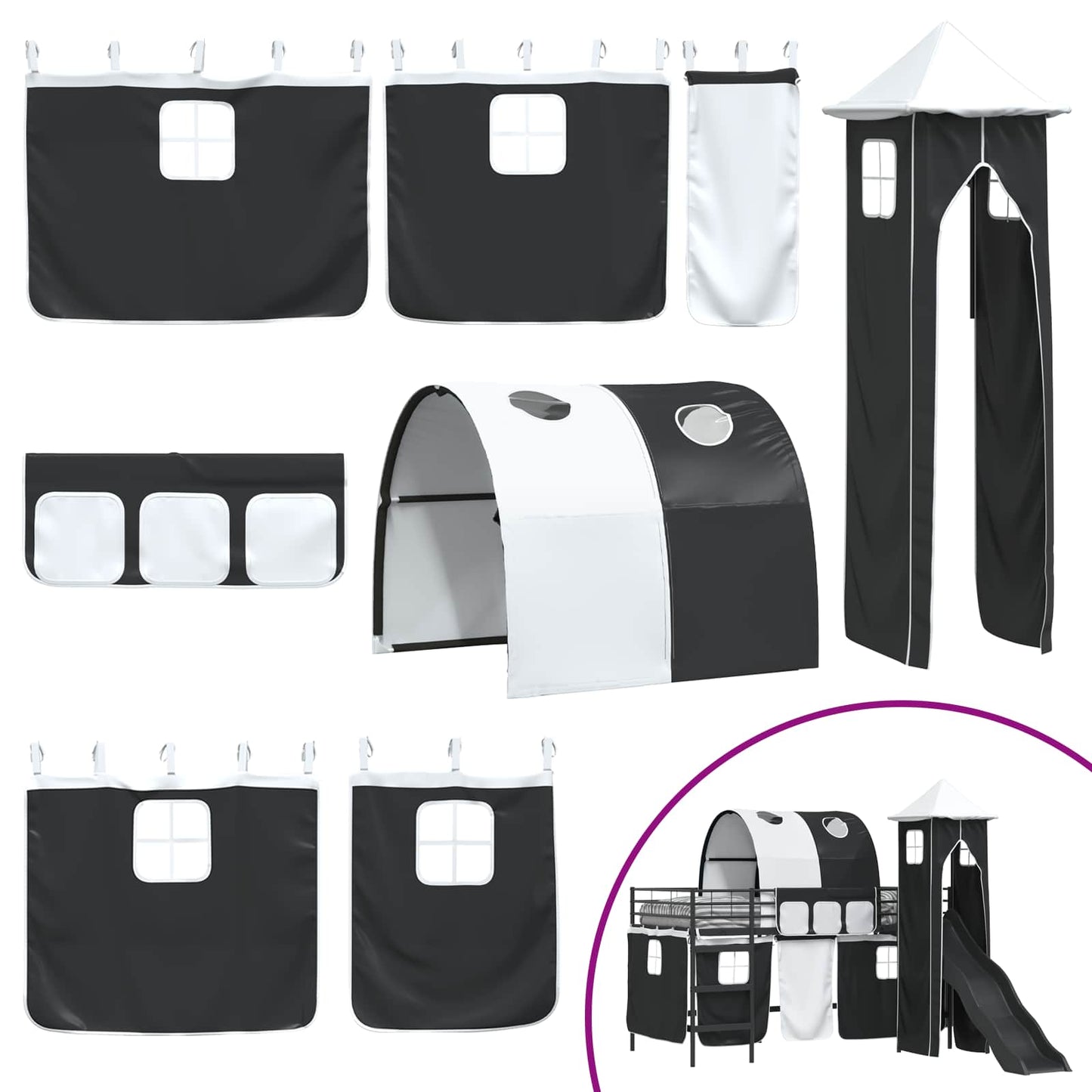 Kinder Etagenbett Gestell Uni Schwarz 90 x 200 cm Metall