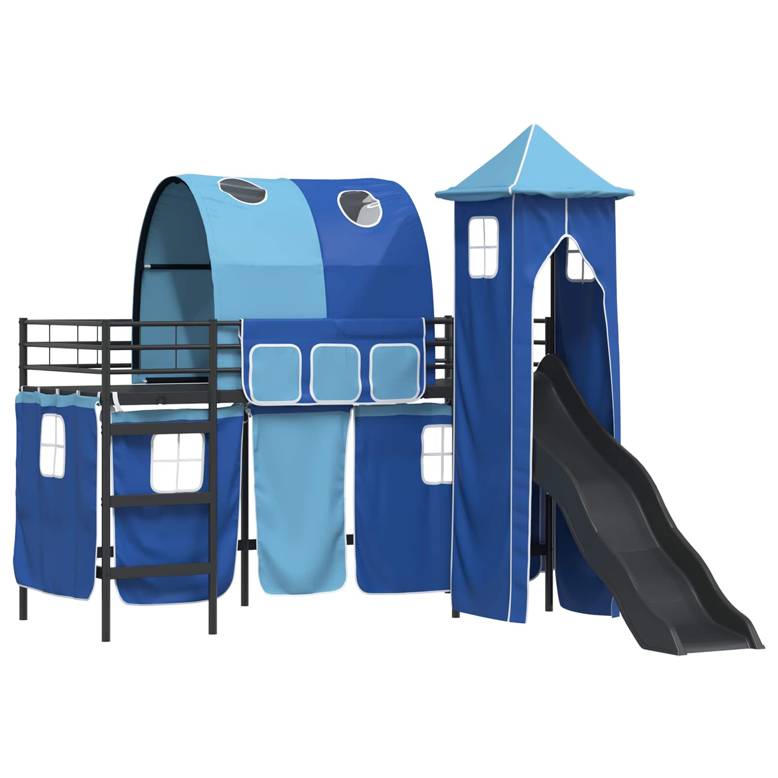 Kinder Etagenbett Gestell Schwarz und Blau 75 x 190 cm Metall