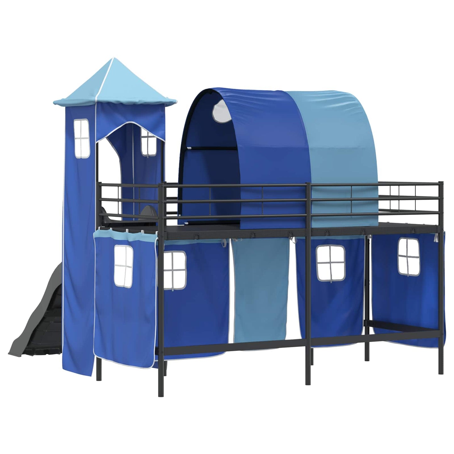 Kinder Etagenbett Gestell Schwarz und Blau 75 x 190 cm Metall