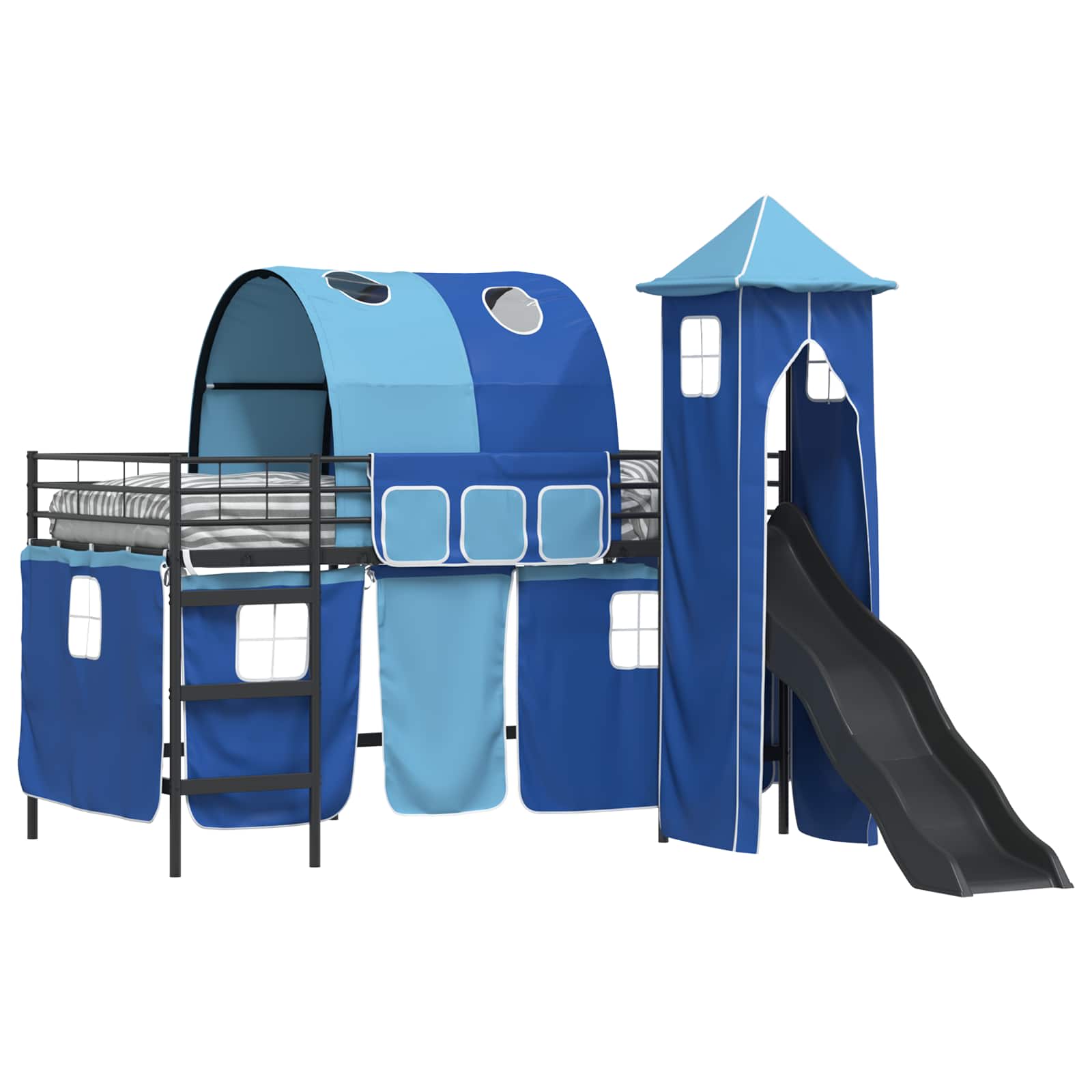 Kinder Etagenbett Gestell Schwarz und Blau 80 x 200 cm Metall