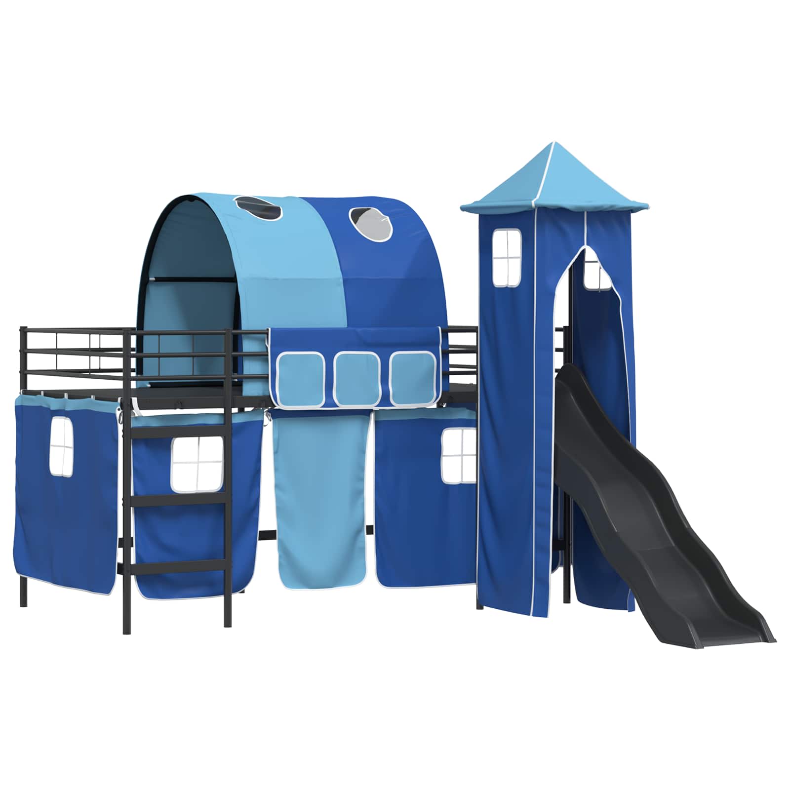 Kinder Etagenbett Gestell Schwarz und Blau 80 x 200 cm Metall