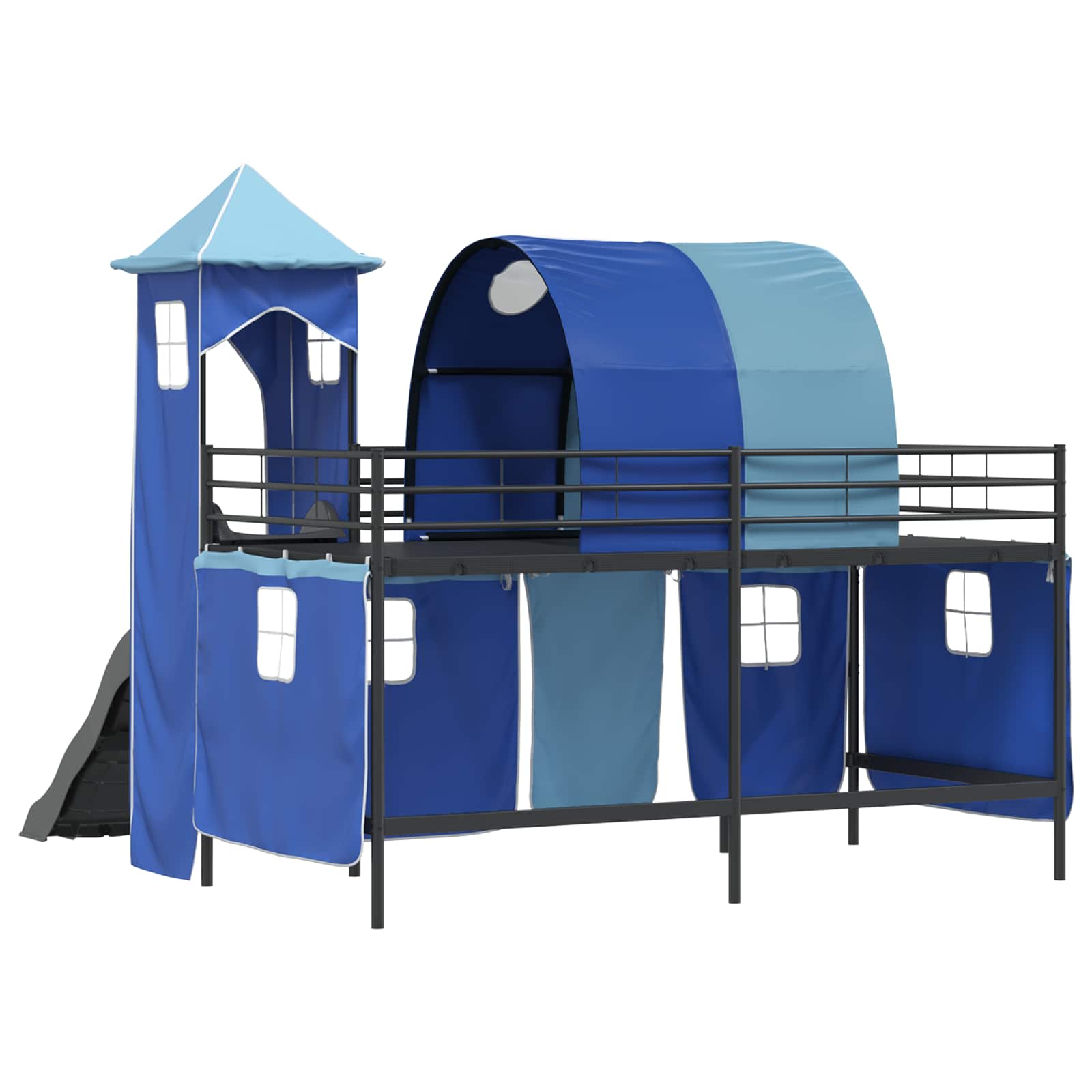 Kinder Etagenbett Gestell Schwarz und Blau 80 x 200 cm Metall