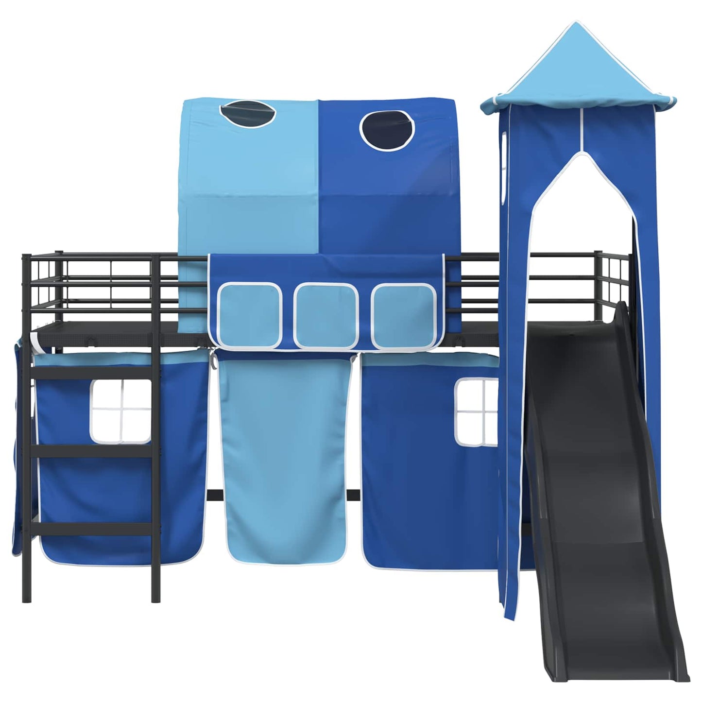Kinder Etagenbett Gestell Schwarz und Blau 80 x 200 cm Metall