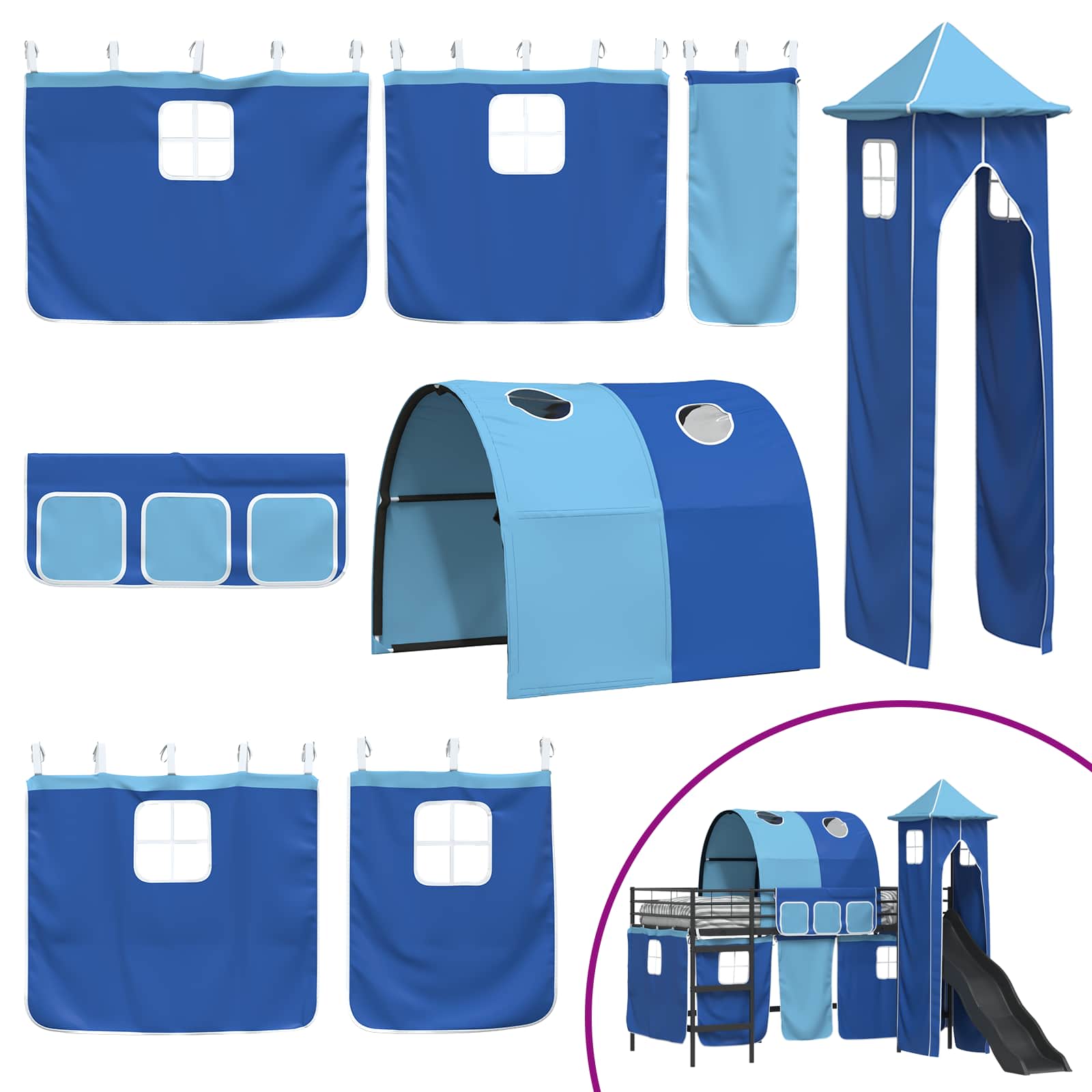 Kinder Etagenbett Gestell Schwarz und Blau 80 x 200 cm Metall