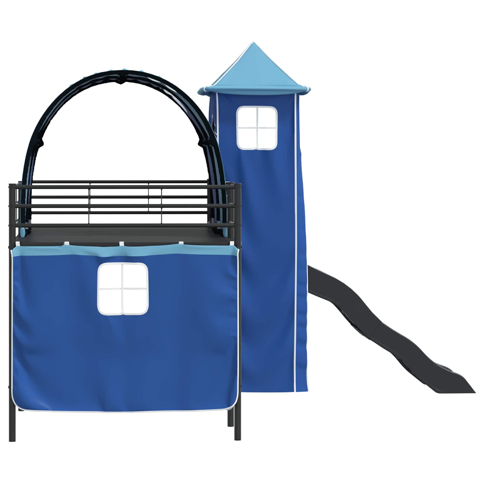 Kinder Etagenbett Gestell Schwarz und Blau 80 x 200 cm Metall