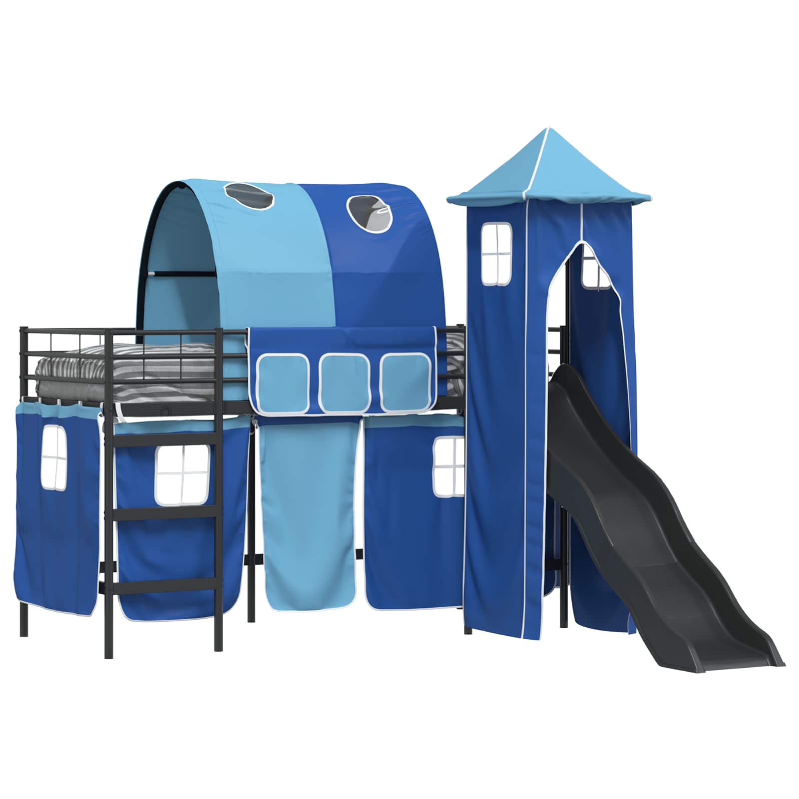 Kinder Etagenbett Gestell Schwarz und Blau 90 x 190 cm Metall