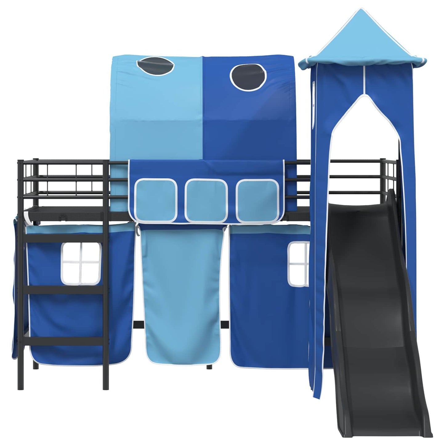 Kinder Etagenbett Gestell Schwarz und Blau 90 x 190 cm Metall