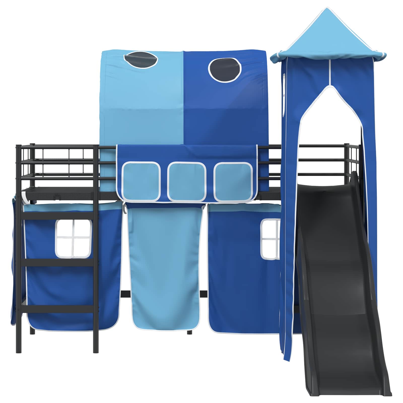 Kinder Etagenbett Gestell Schwarz und Blau 90 x 190 cm Metall