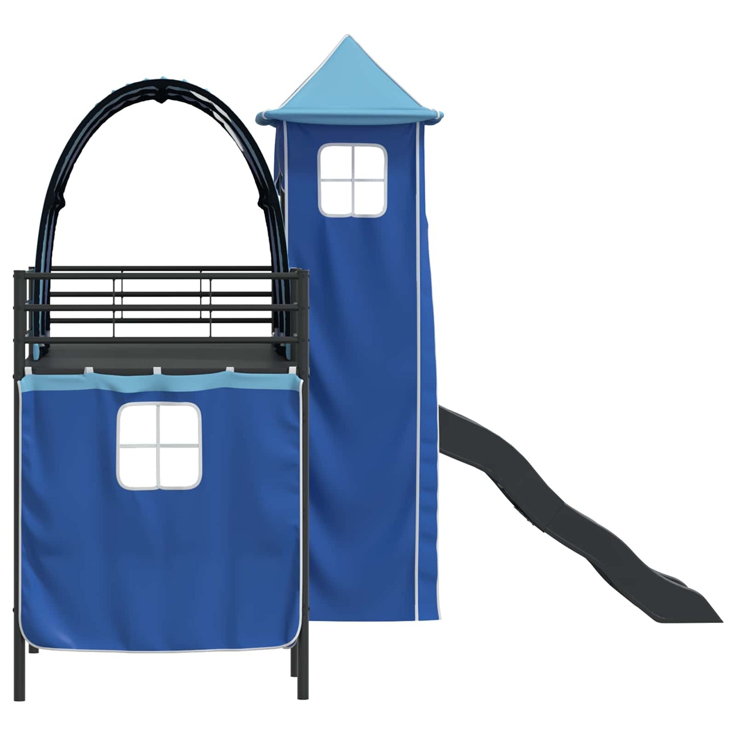 Kinder Etagenbett Gestell Schwarz und Blau 100 x 190 cm Metall