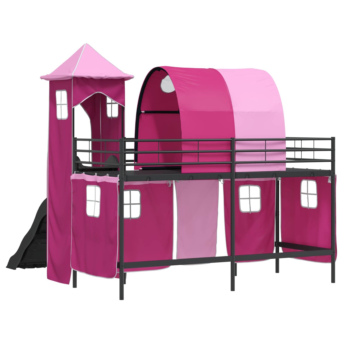 Kinder Etagenbett Gestell Schwarz und Pink 75 x 190 cm Metall