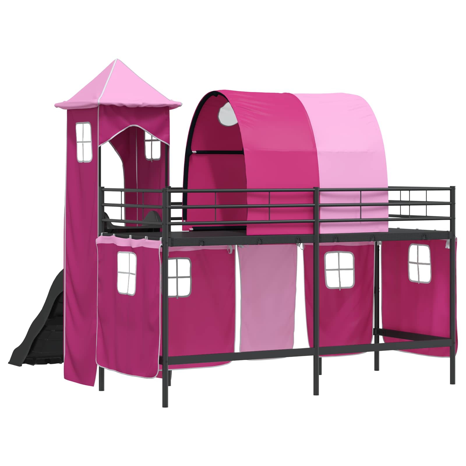 Kinder Etagenbett Gestell Schwarz und Pink 75 x 190 cm Metall