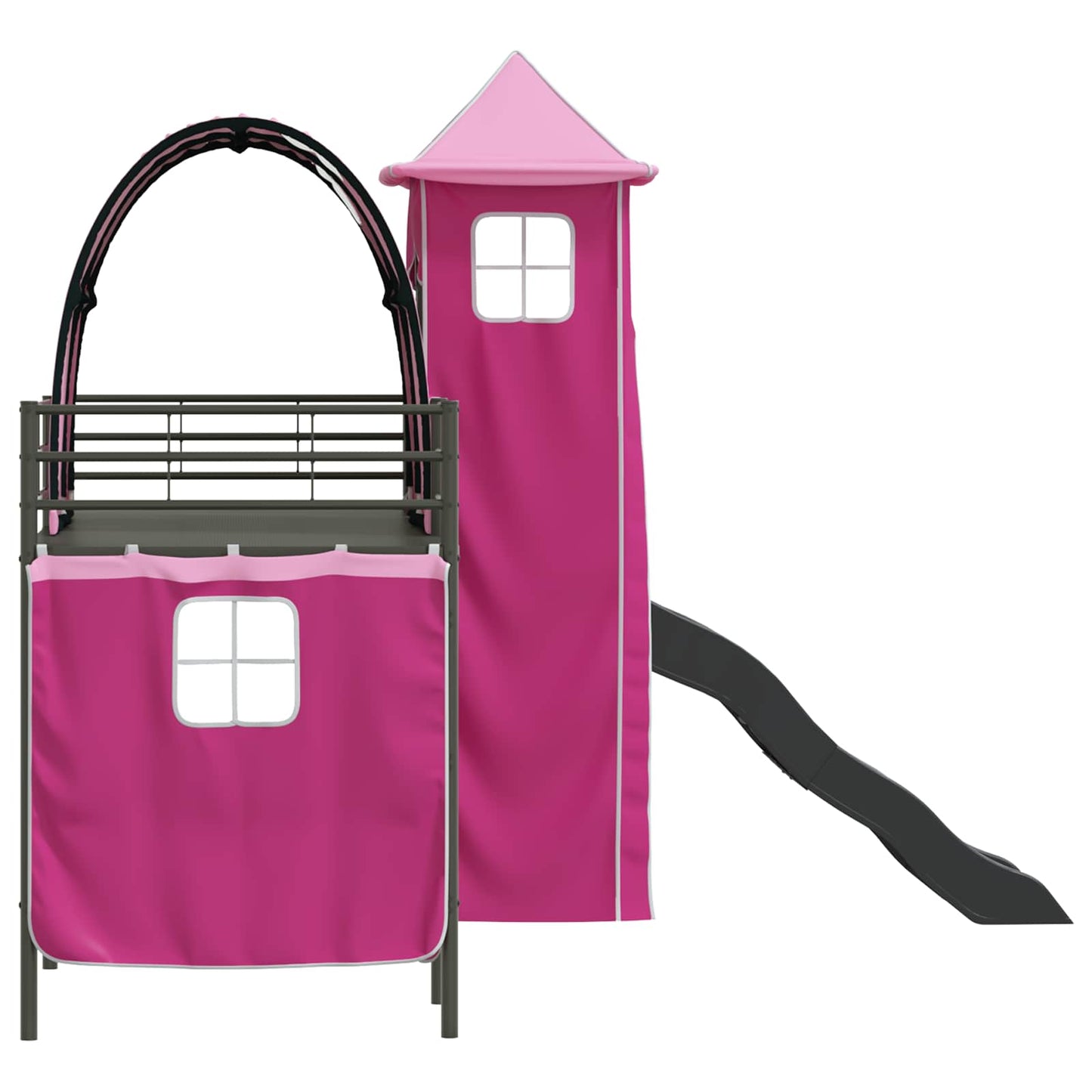 Kinder Etagenbett Gestell Schwarz und Pink 75 x 190 cm Metall