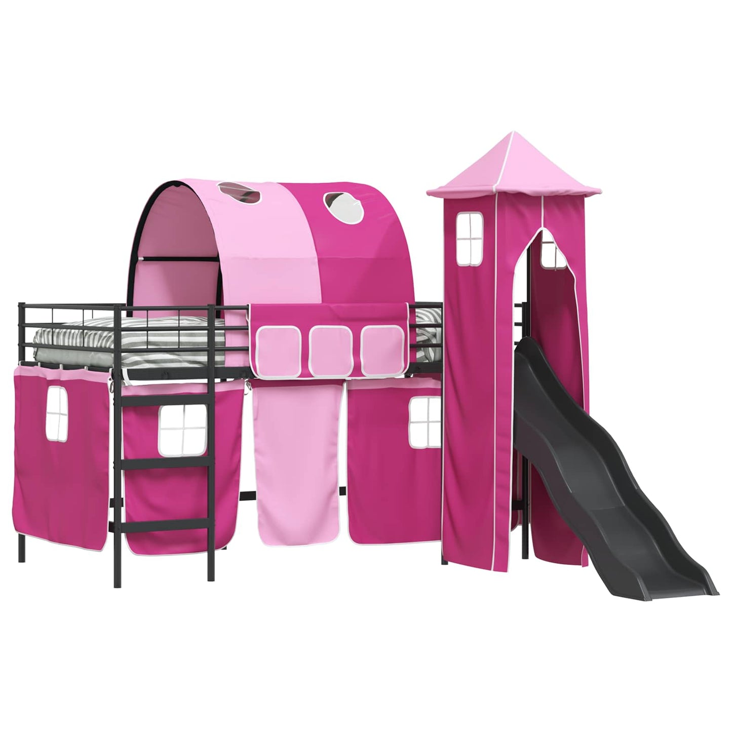 Kinder Etagenbett Gestell Schwarz und Pink 80 x 200 cm Metall