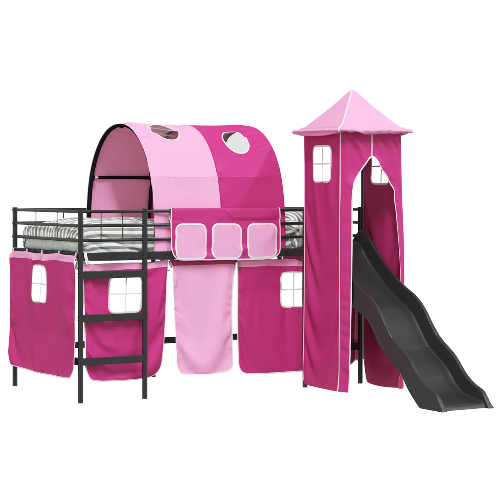 Kinder Etagenbett Gestell Schwarz und Pink 80 x 200 cm Metall