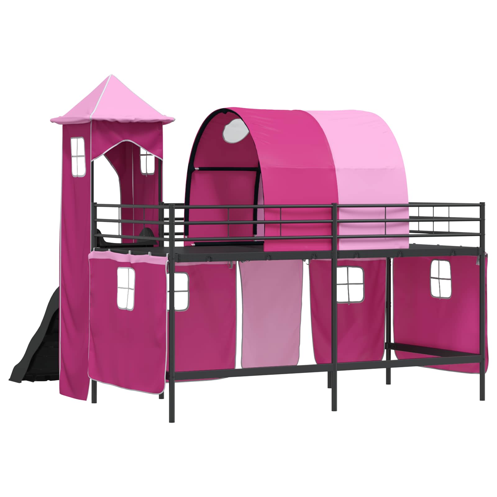 Kinder Etagenbett Gestell Schwarz und Pink 80 x 200 cm Metall