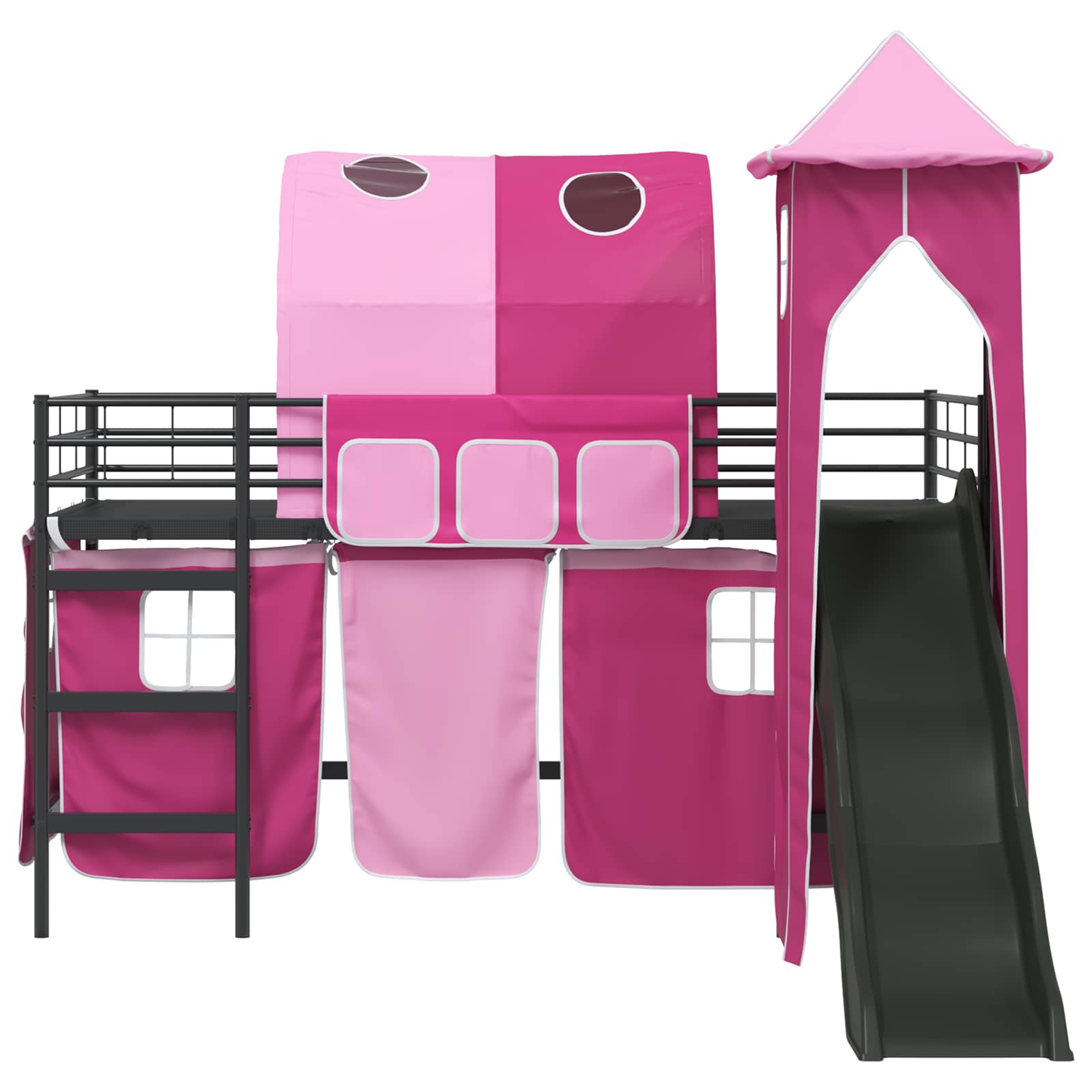 Kinder Etagenbett Gestell Schwarz und Pink 80 x 200 cm Metall