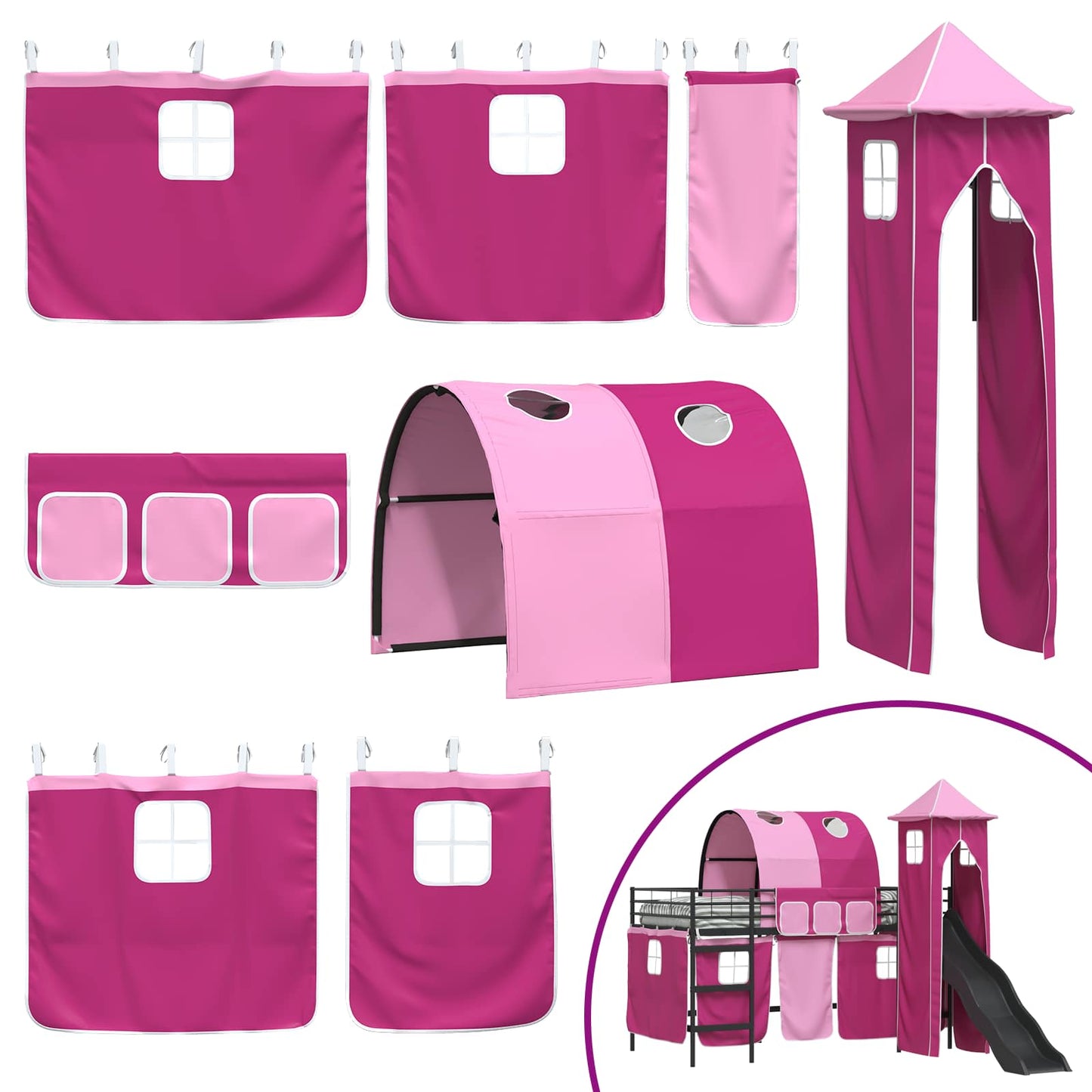Kinder Etagenbett Gestell Schwarz und Pink 80 x 200 cm Metall