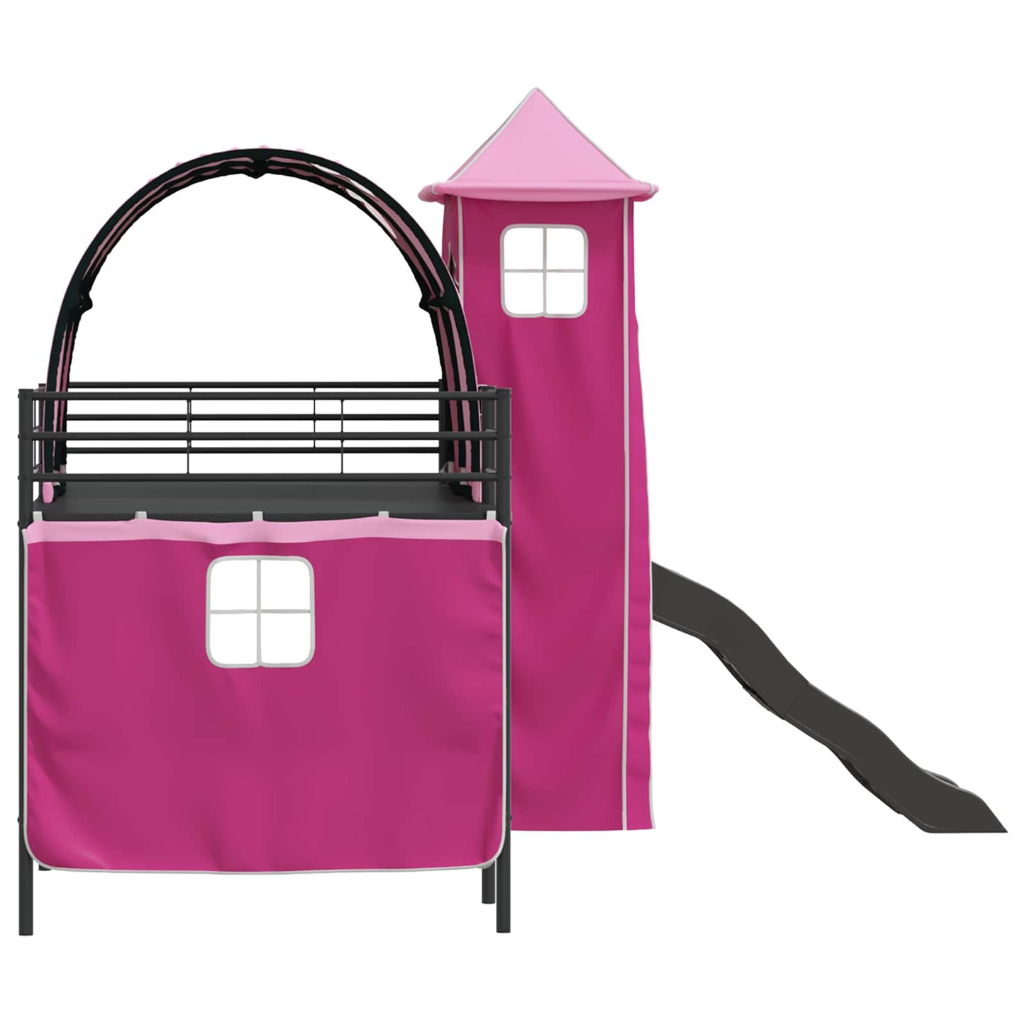 Kinder Etagenbett Gestell Schwarz und Pink 80 x 200 cm Metall