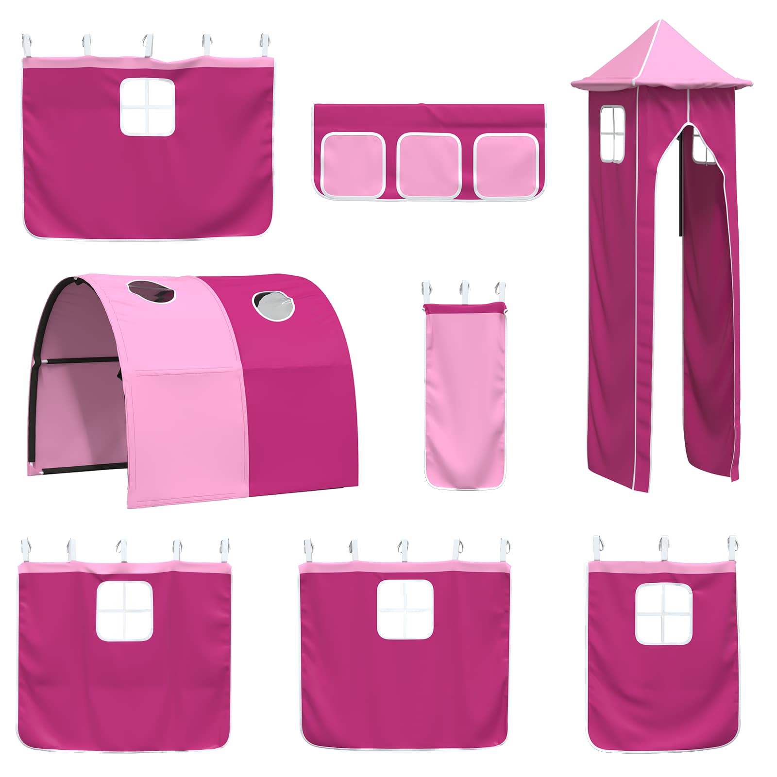 Kinder Etagenbett Gestell Schwarz und Pink 90 x 190 cm Metall