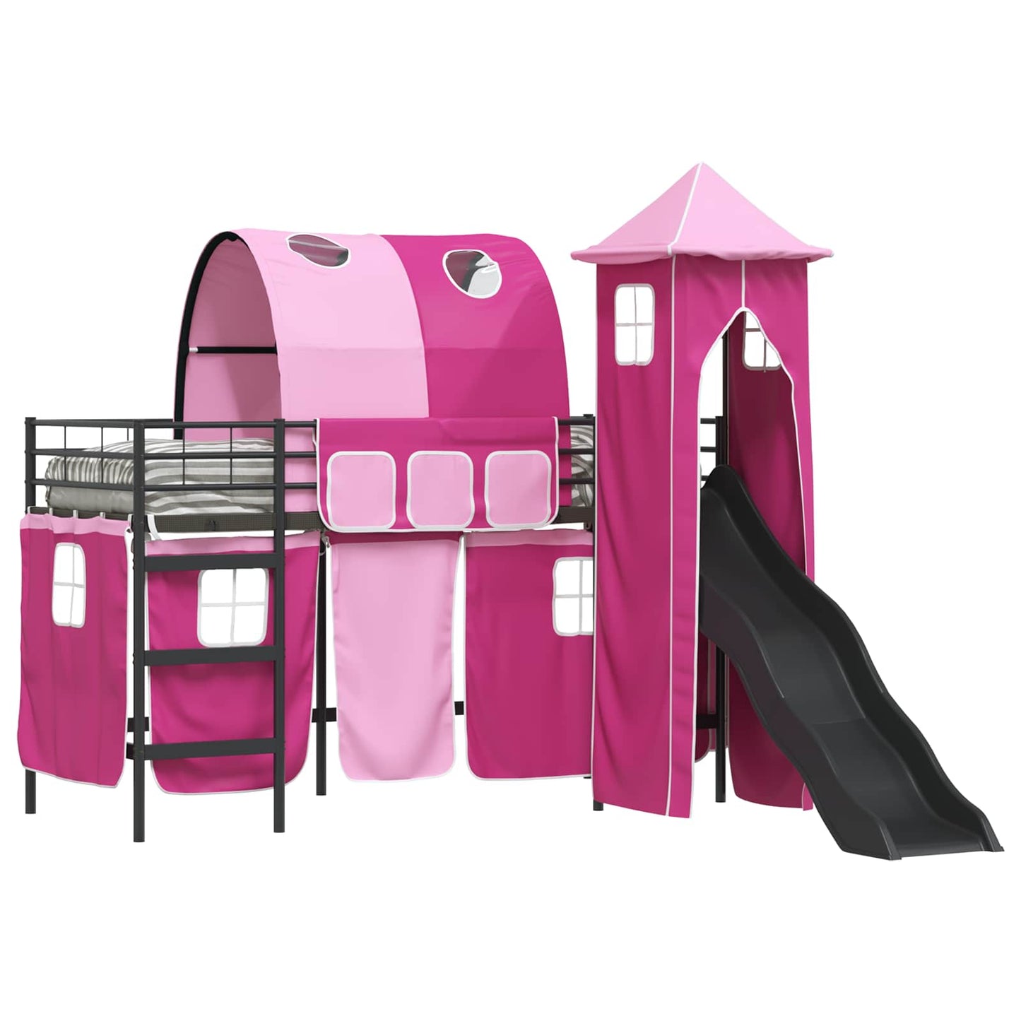 Kinder Etagenbett Gestell Schwarz und Pink 100 x 190 cm Metall