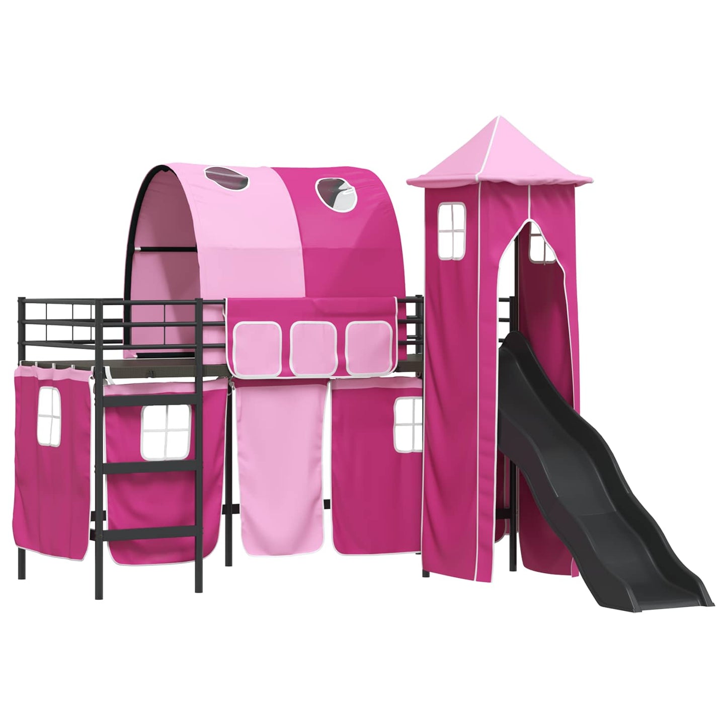Kinder Etagenbett Gestell Schwarz und Pink 100 x 190 cm Metall