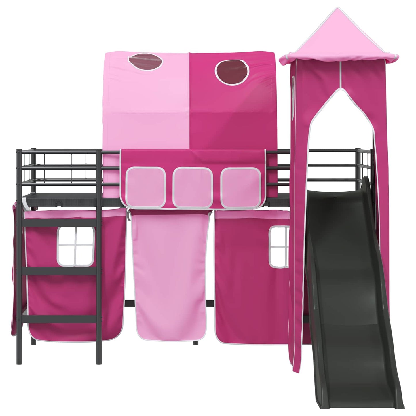 Kinder Etagenbett Gestell Schwarz und Pink 100 x 190 cm Metall