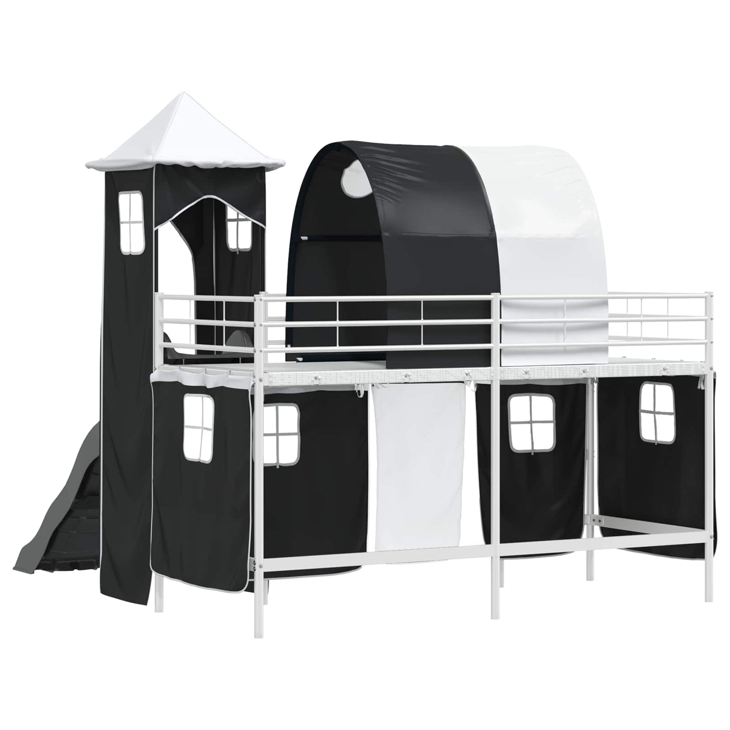 Kinder Etagenbett Gestell Weiß und Schwarz 75 x 190 cm Metall