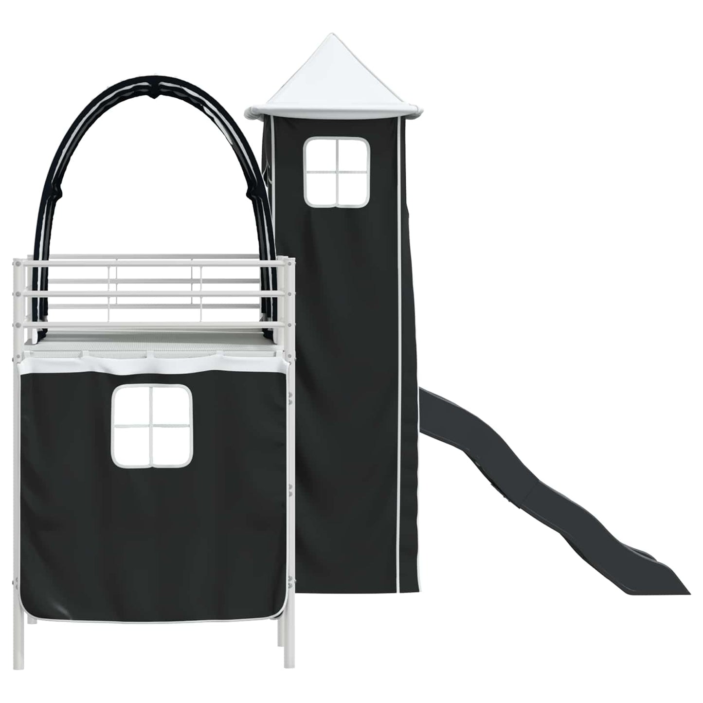 Kinder Etagenbett Gestell Weiß und Schwarz 75 x 190 cm Metall