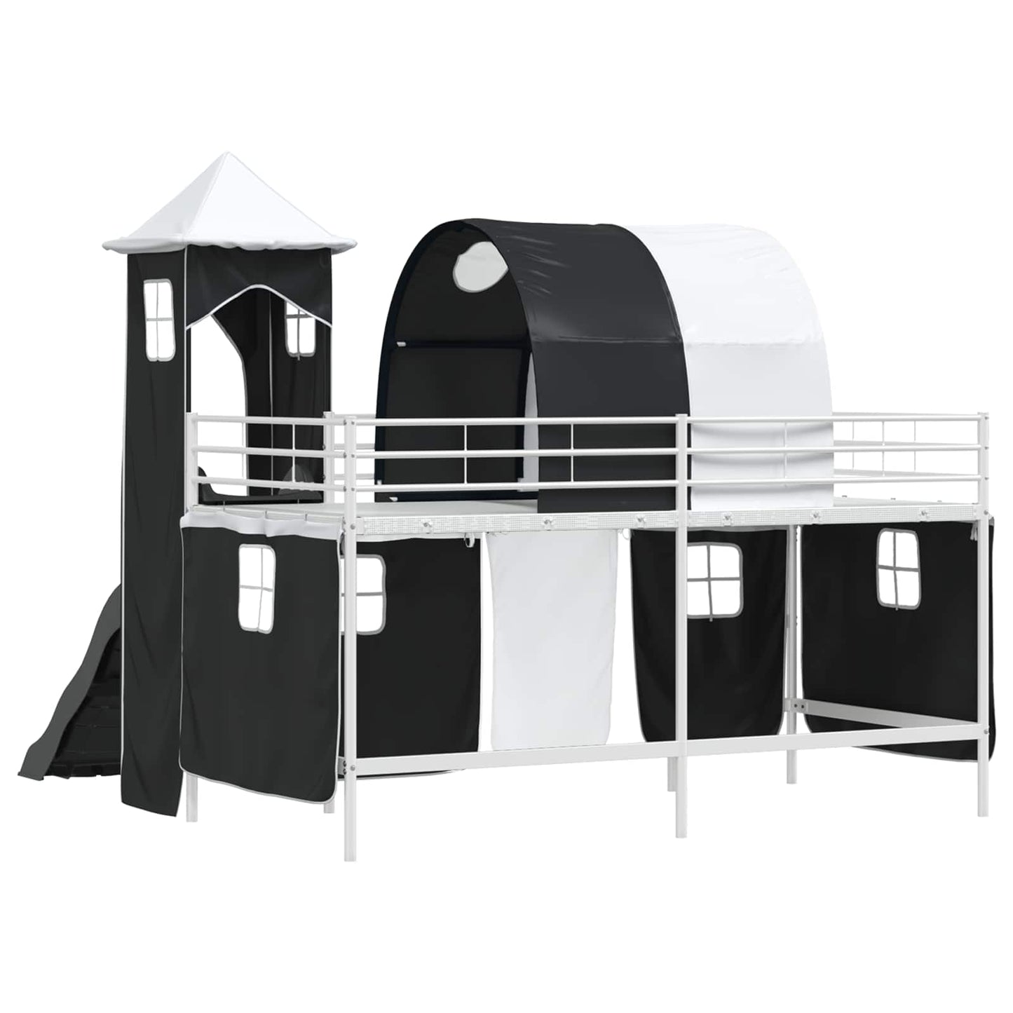 Kinder Etagenbett Gestell Weiß und Schwarz 80 x 200 cm Metall