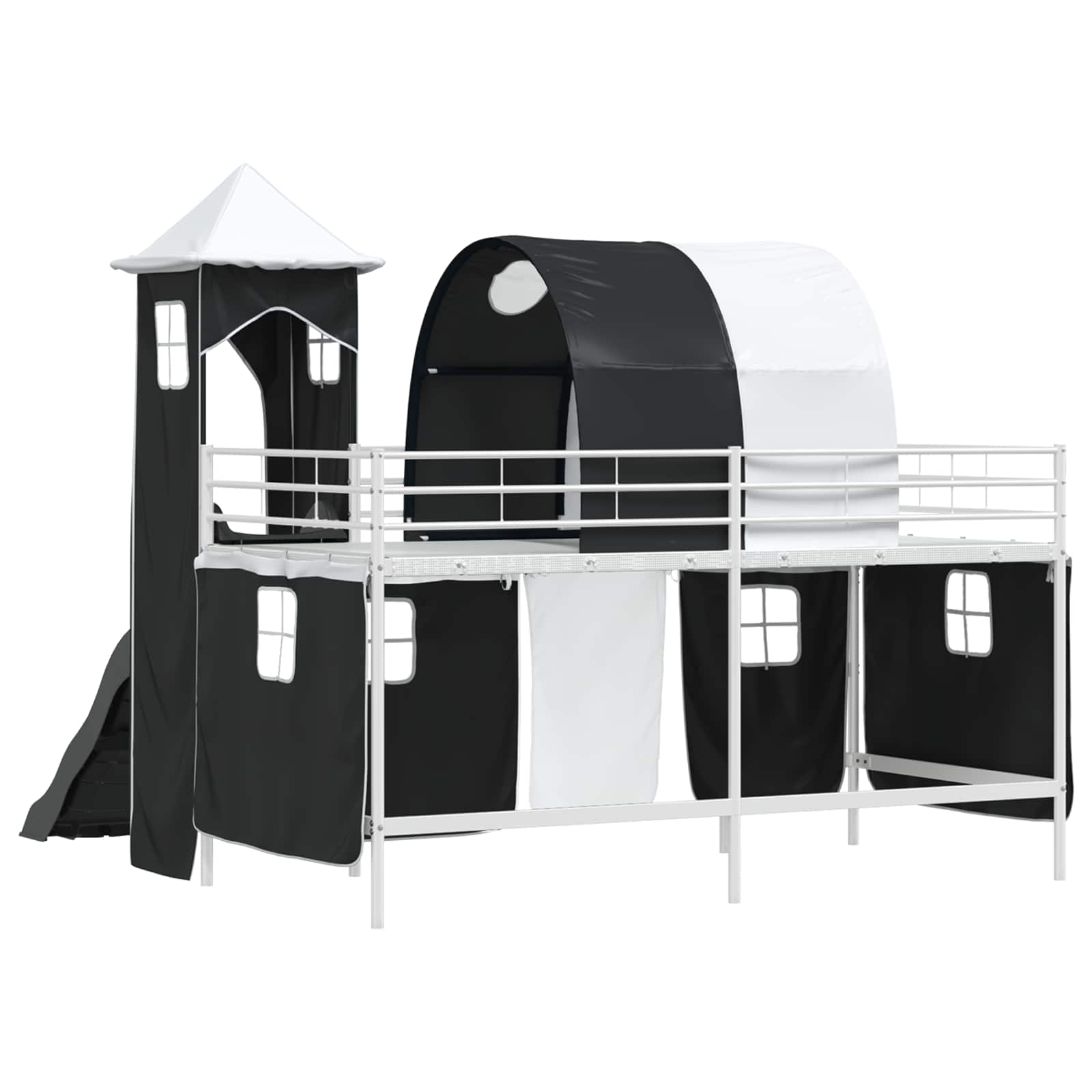 Kinder Etagenbett Gestell Weiß und Schwarz 80 x 200 cm Metall