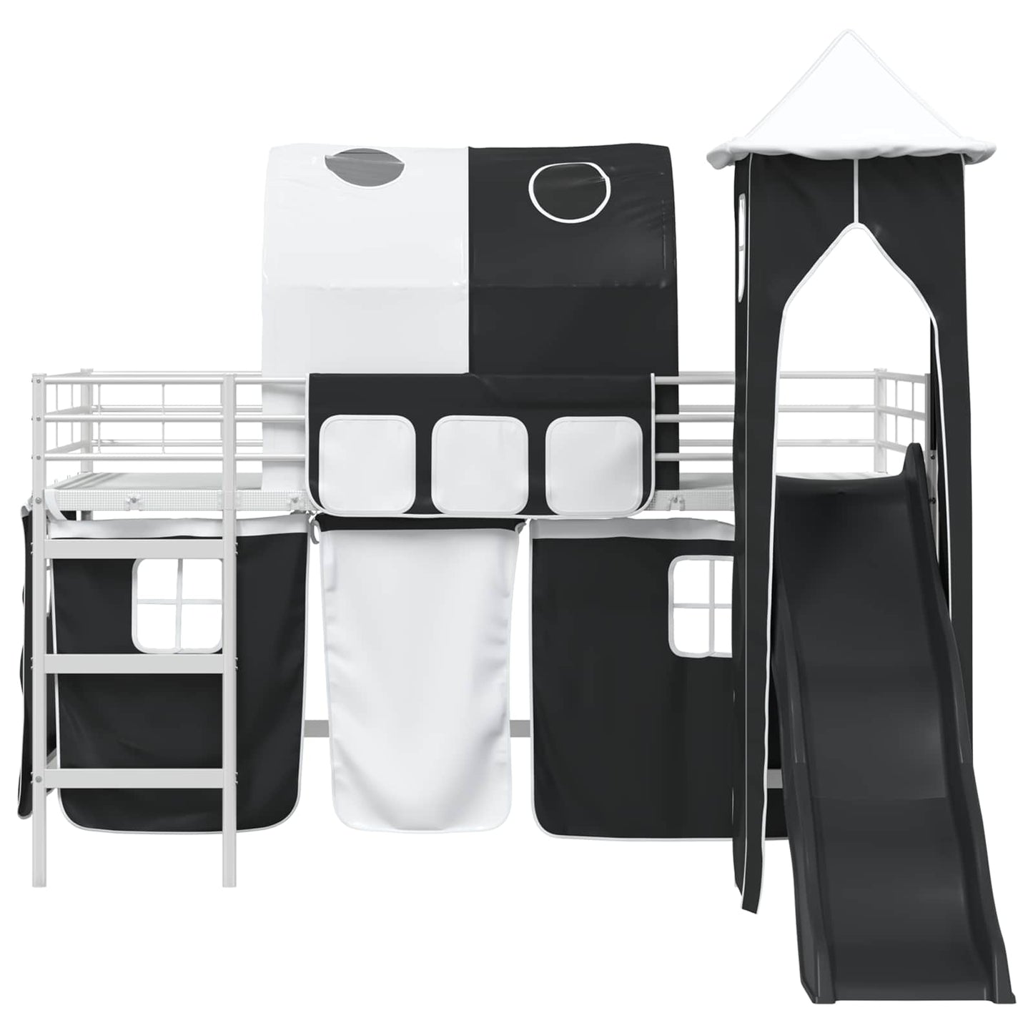 Kinder Etagenbett Gestell Weiß und Schwarz 80 x 200 cm Metall