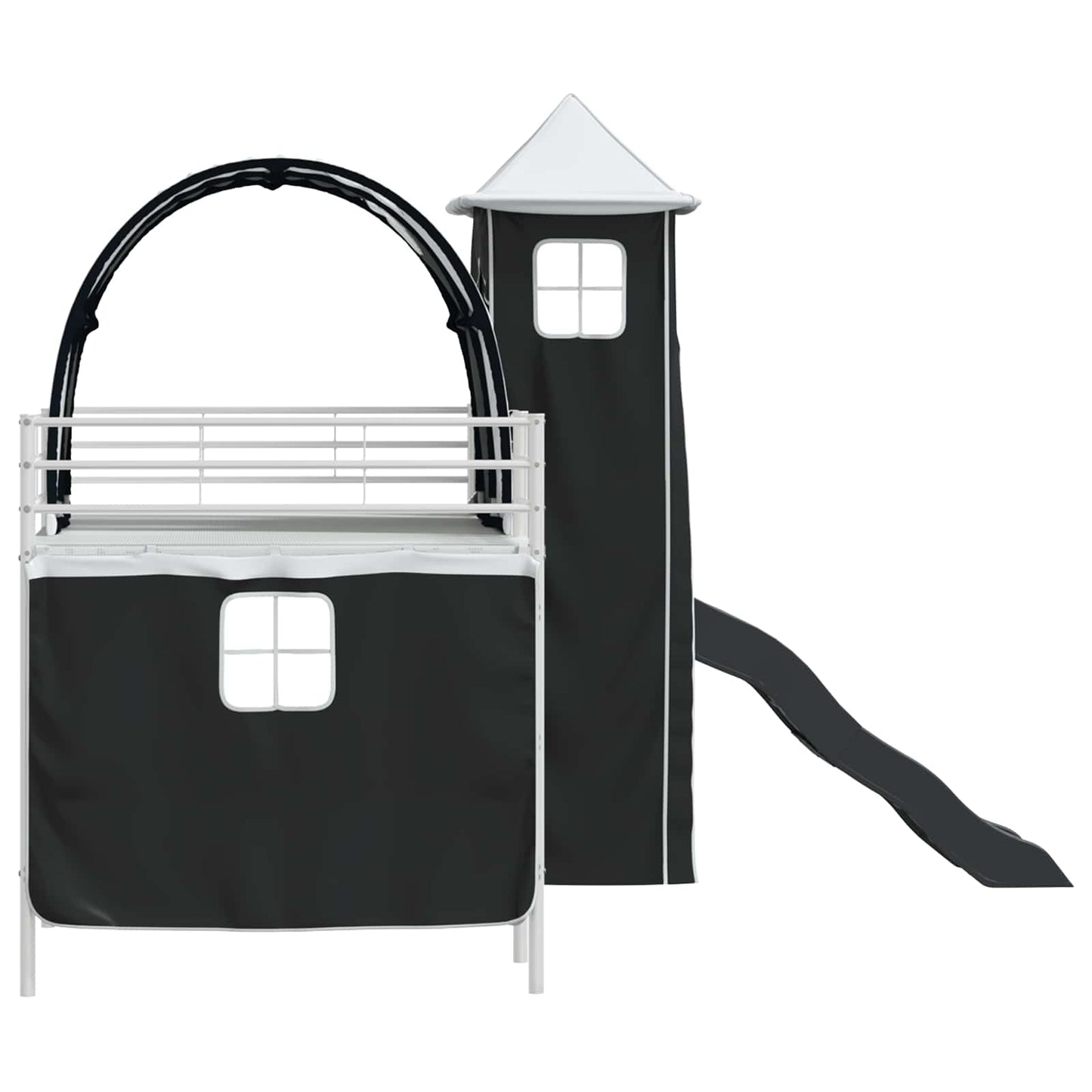 Kinder Etagenbett Gestell Weiß und Schwarz 80 x 200 cm Metall