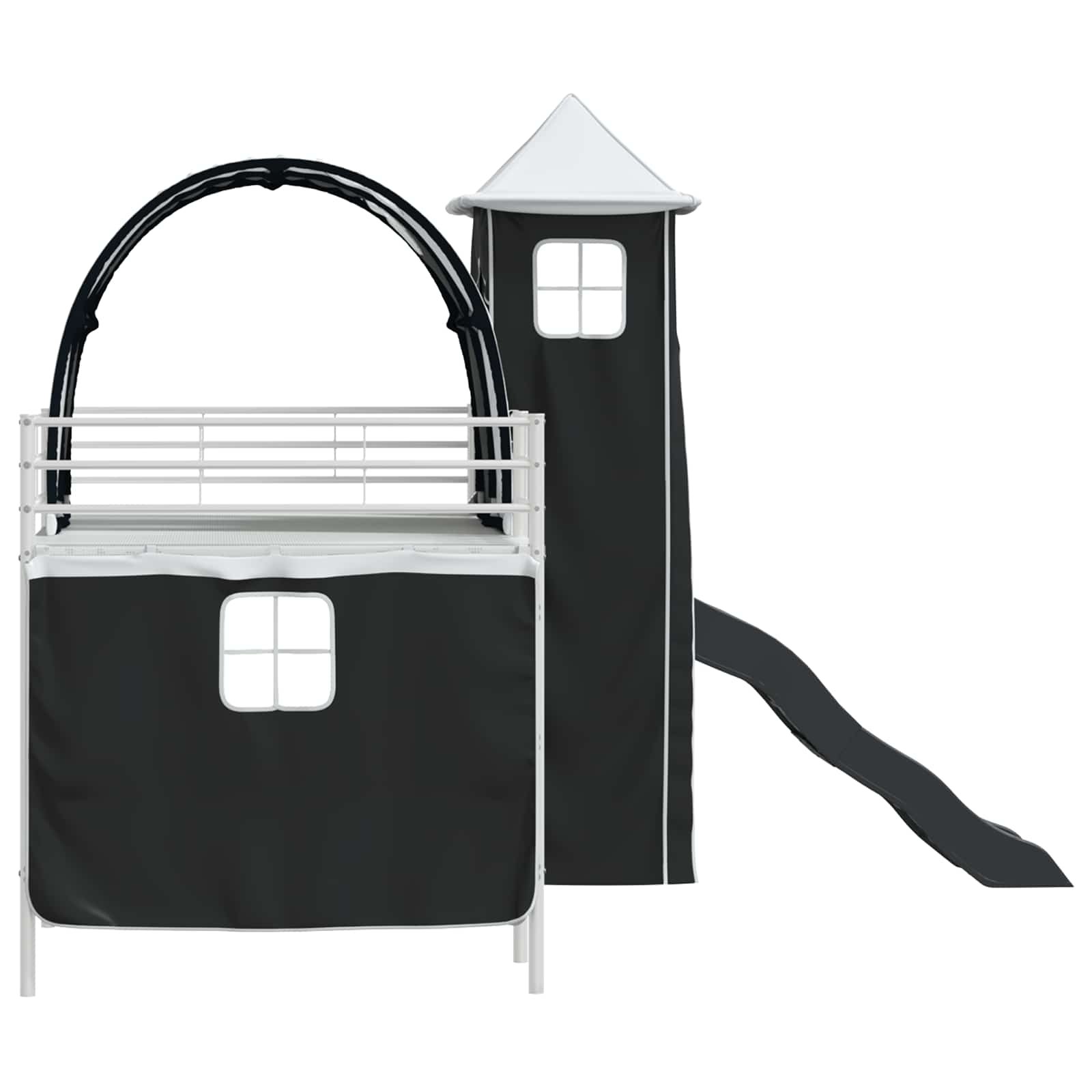 Kinder Etagenbett Gestell Weiß und Schwarz 80 x 200 cm Metall