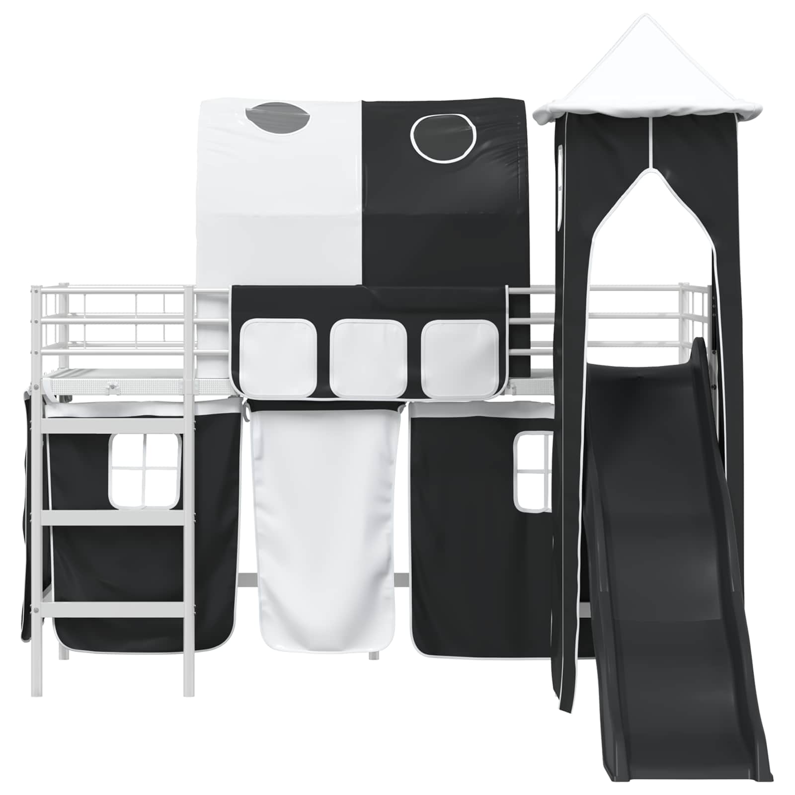 Kinder Etagenbett Gestell Weiß und Schwarz 90 x 190 cm Metall