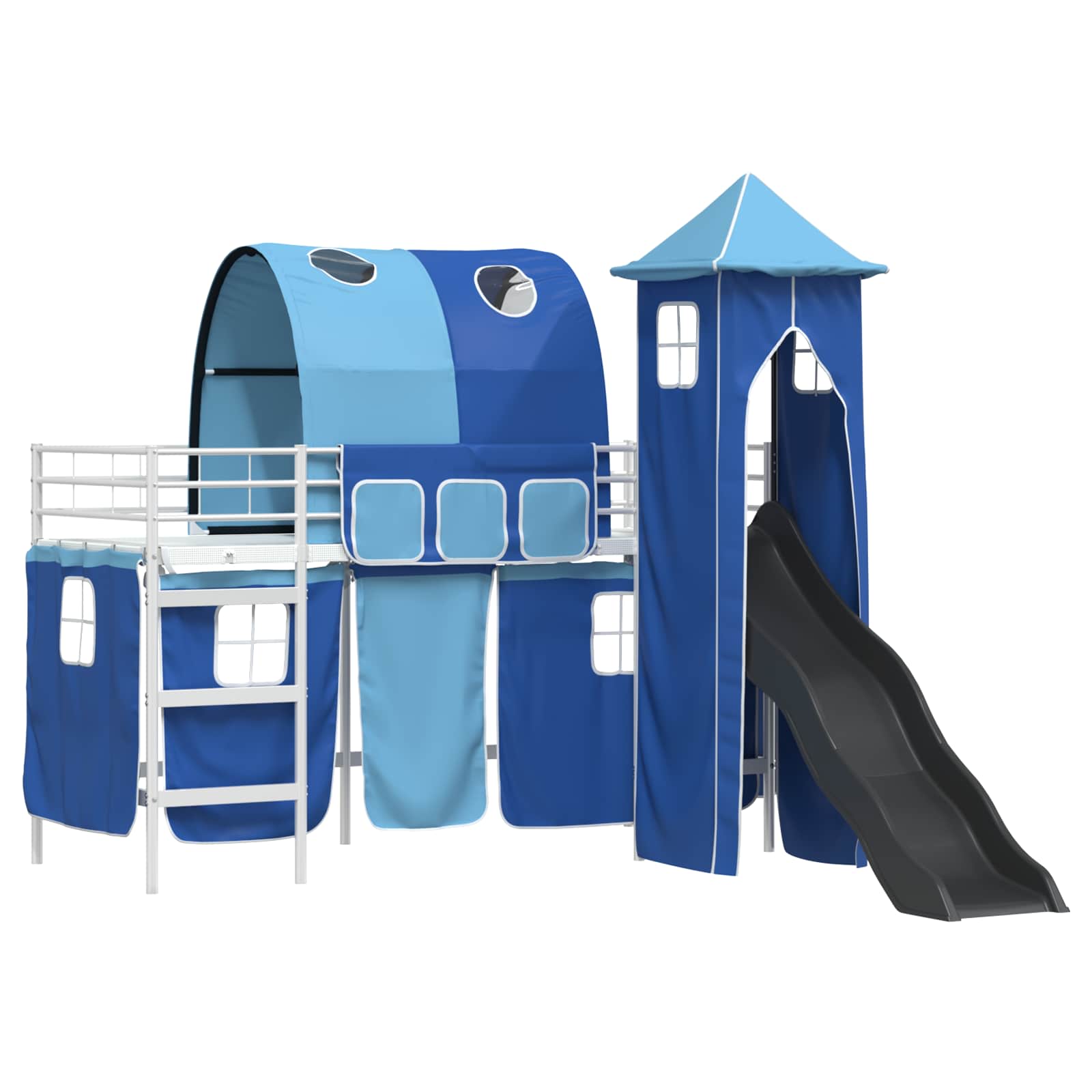 Kinder Etagenbett Gestell Uni Weiß und Blau 75 x 190 cm Metall