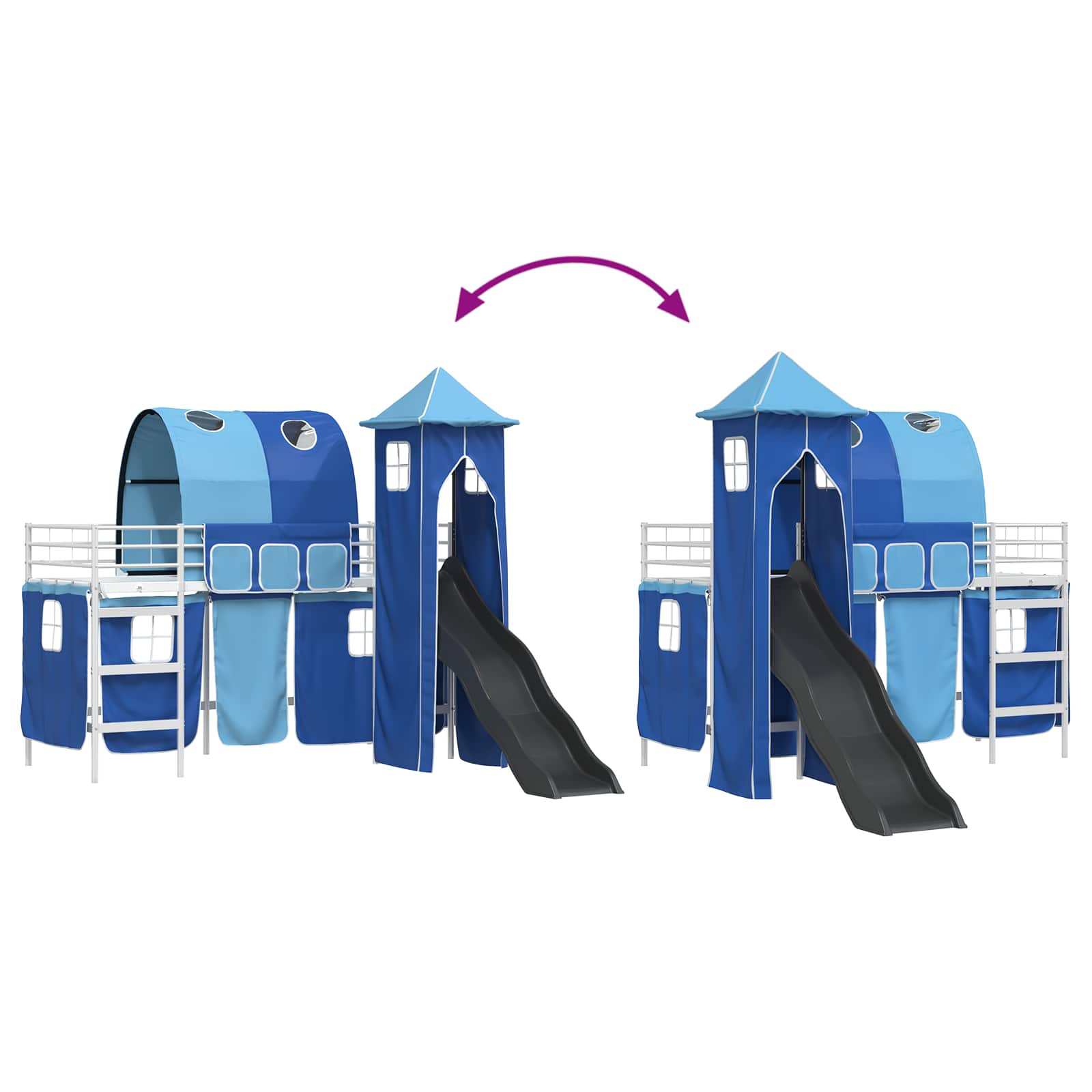 Kinder Etagenbett Gestell Uni Weiß und Blau 75 x 190 cm Metall
