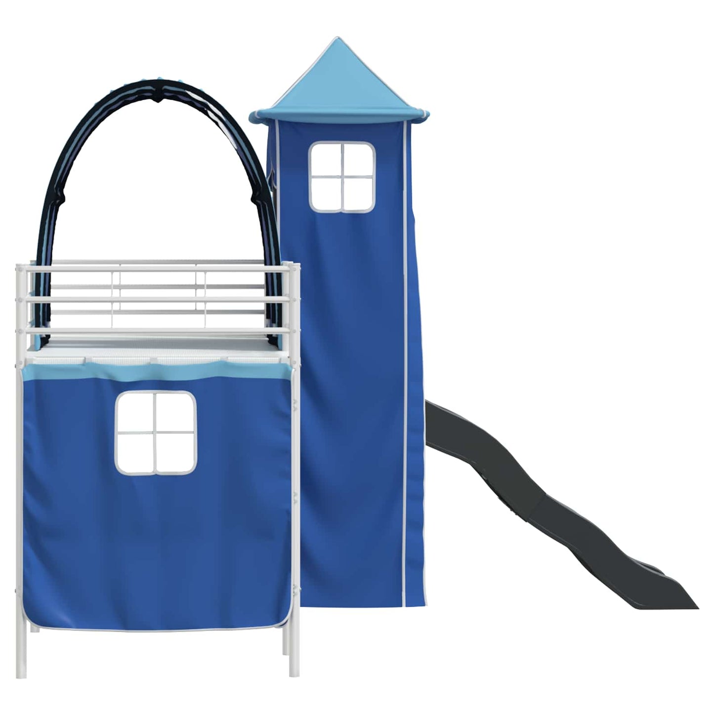 Kinder Etagenbett Gestell Uni Weiß und Blau 75 x 190 cm Metall