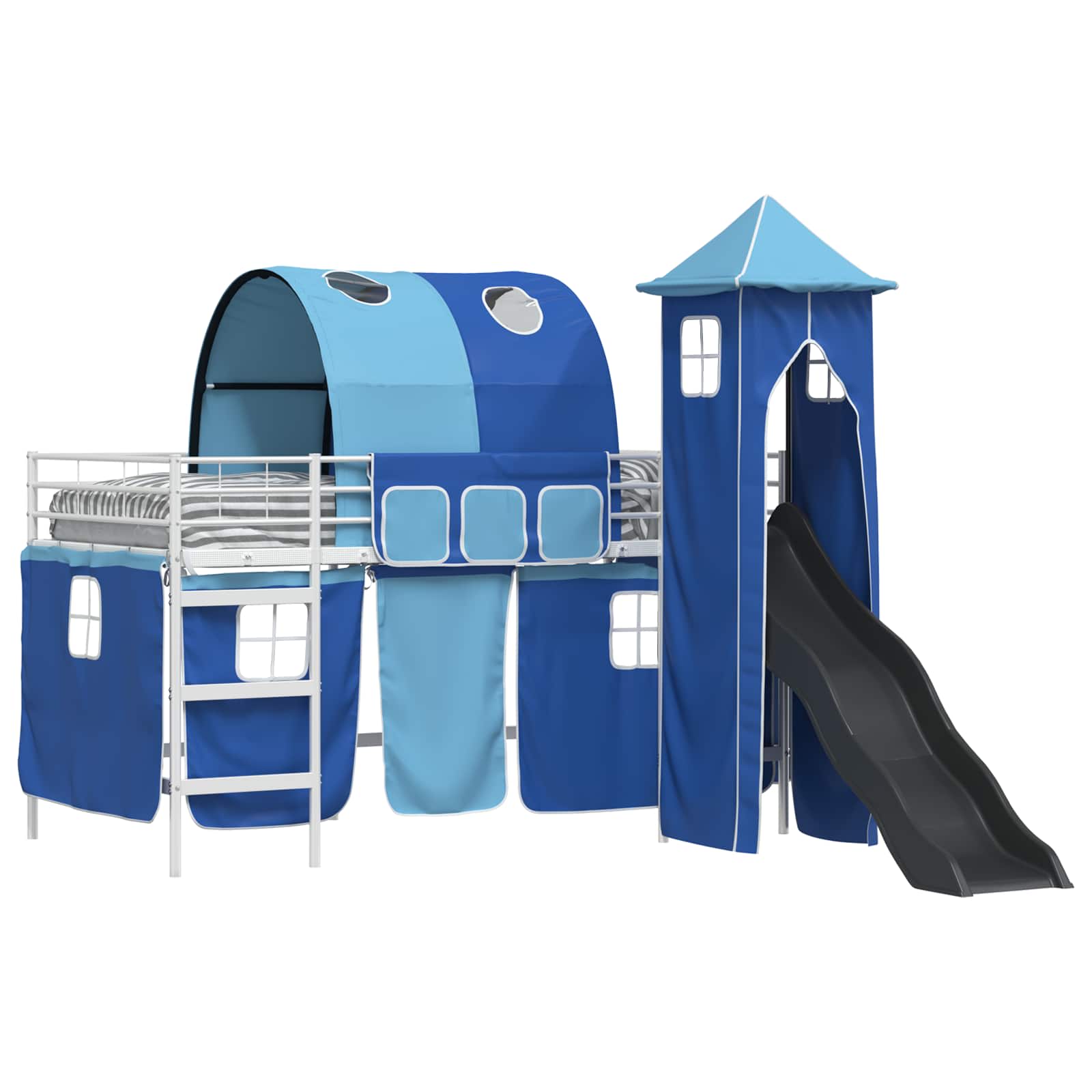 Kinder Etagenbett Gestell Uni Weiß und Blau 80 x 200 cm Metall