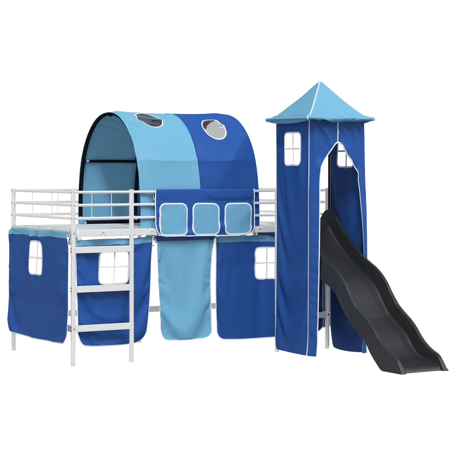 Kinder Etagenbett Gestell Uni Weiß und Blau 80 x 200 cm Metall