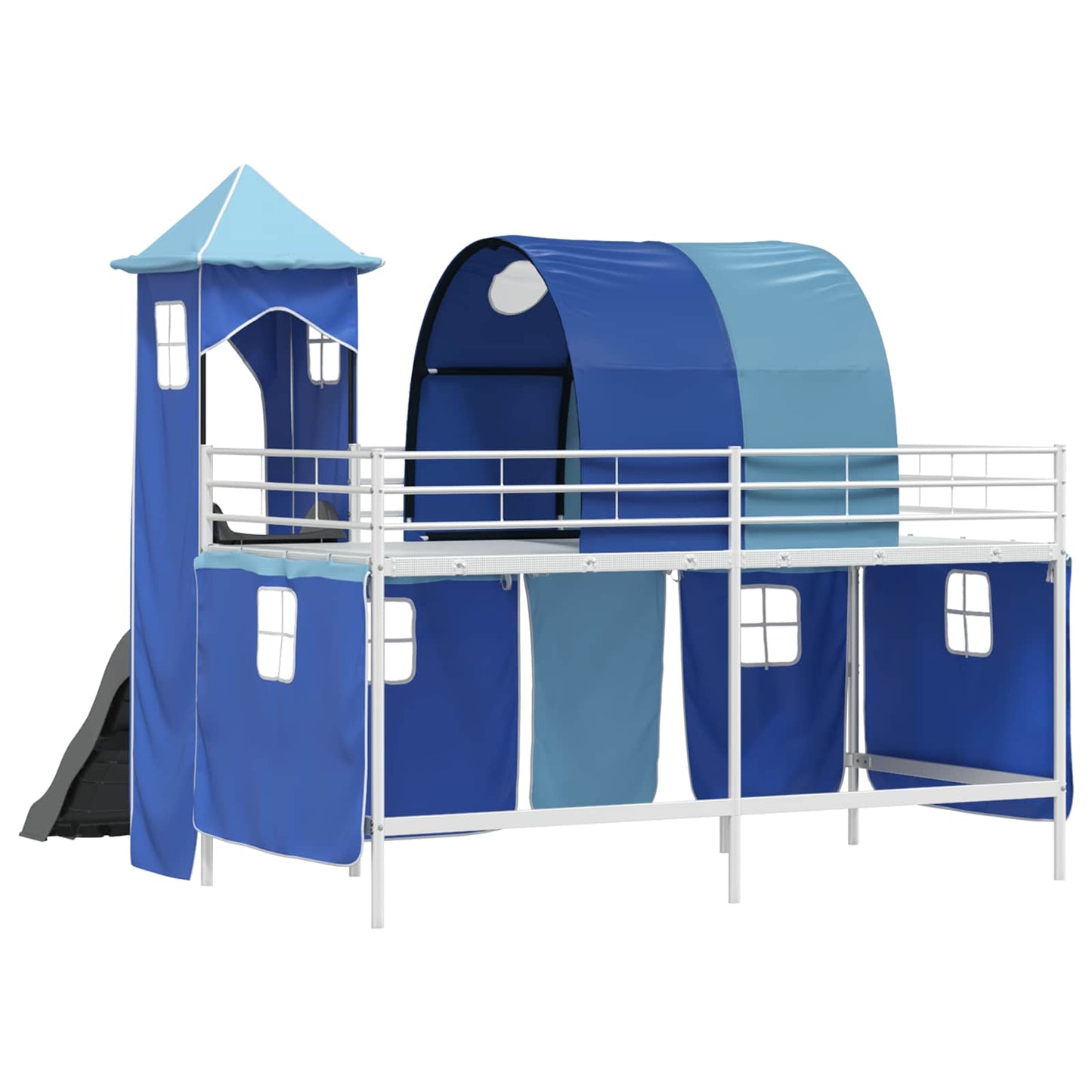 Kinder Etagenbett Gestell Uni Weiß und Blau 80 x 200 cm Metall