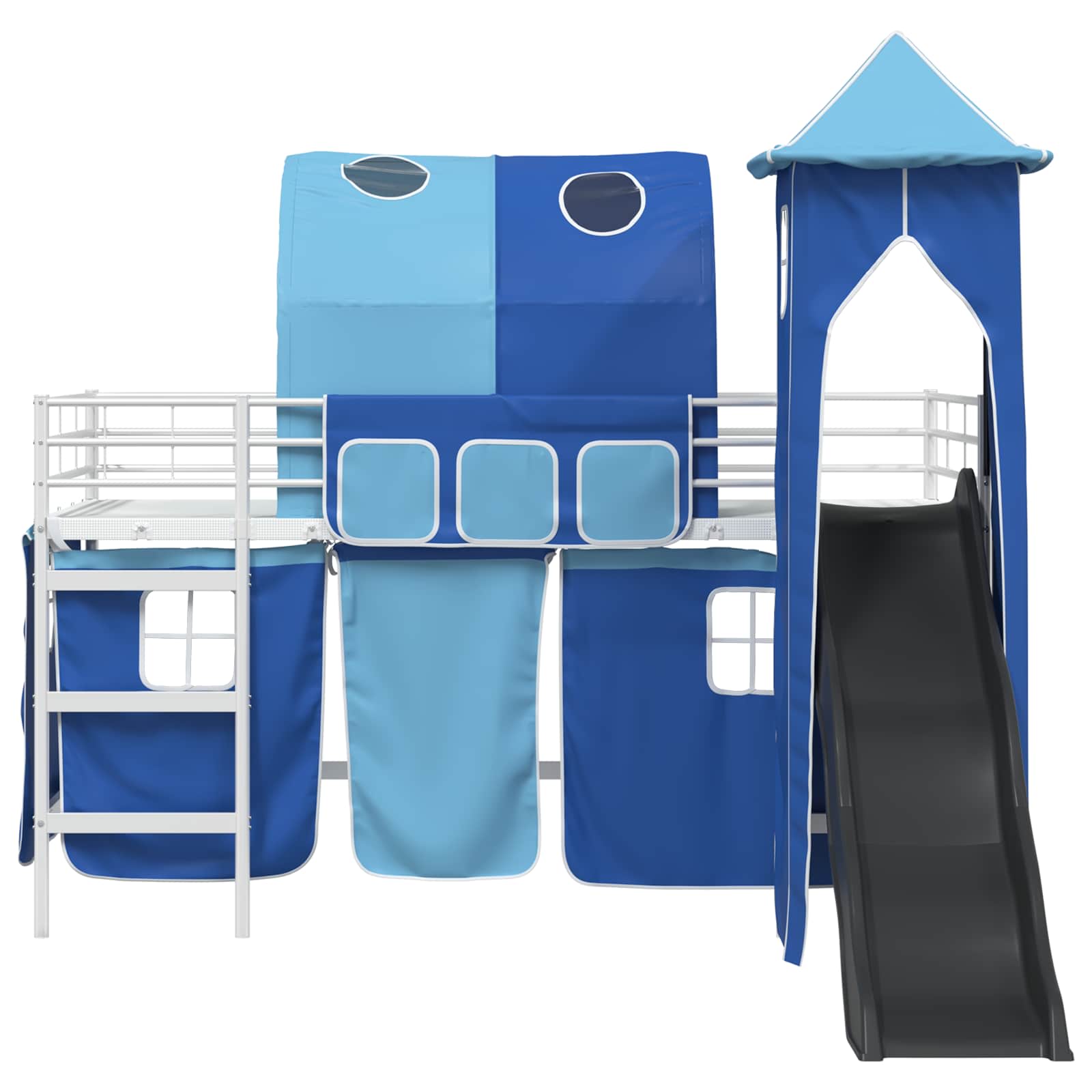 Kinder Etagenbett Gestell Uni Weiß und Blau 80 x 200 cm Metall