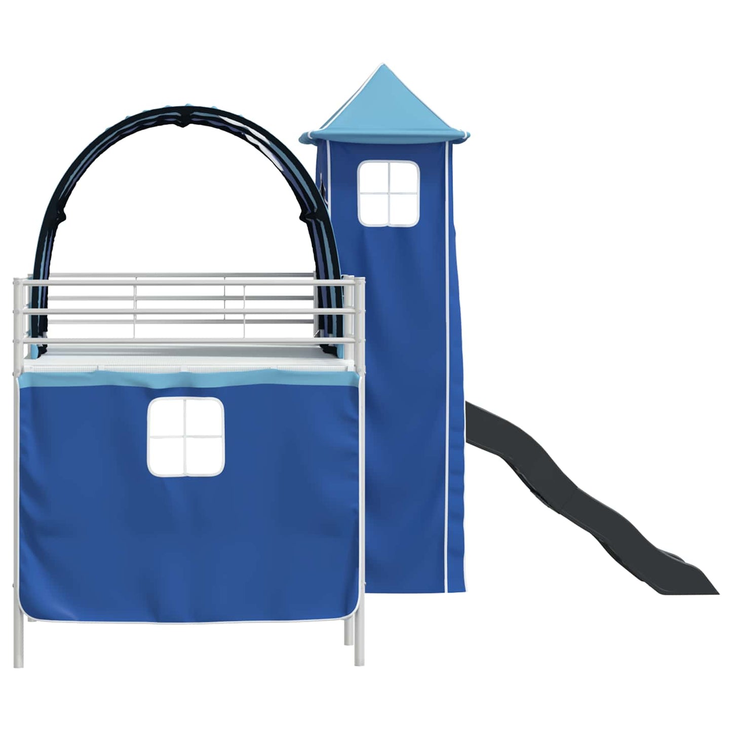 Kinder Etagenbett Gestell Uni Weiß und Blau 80 x 200 cm Metall