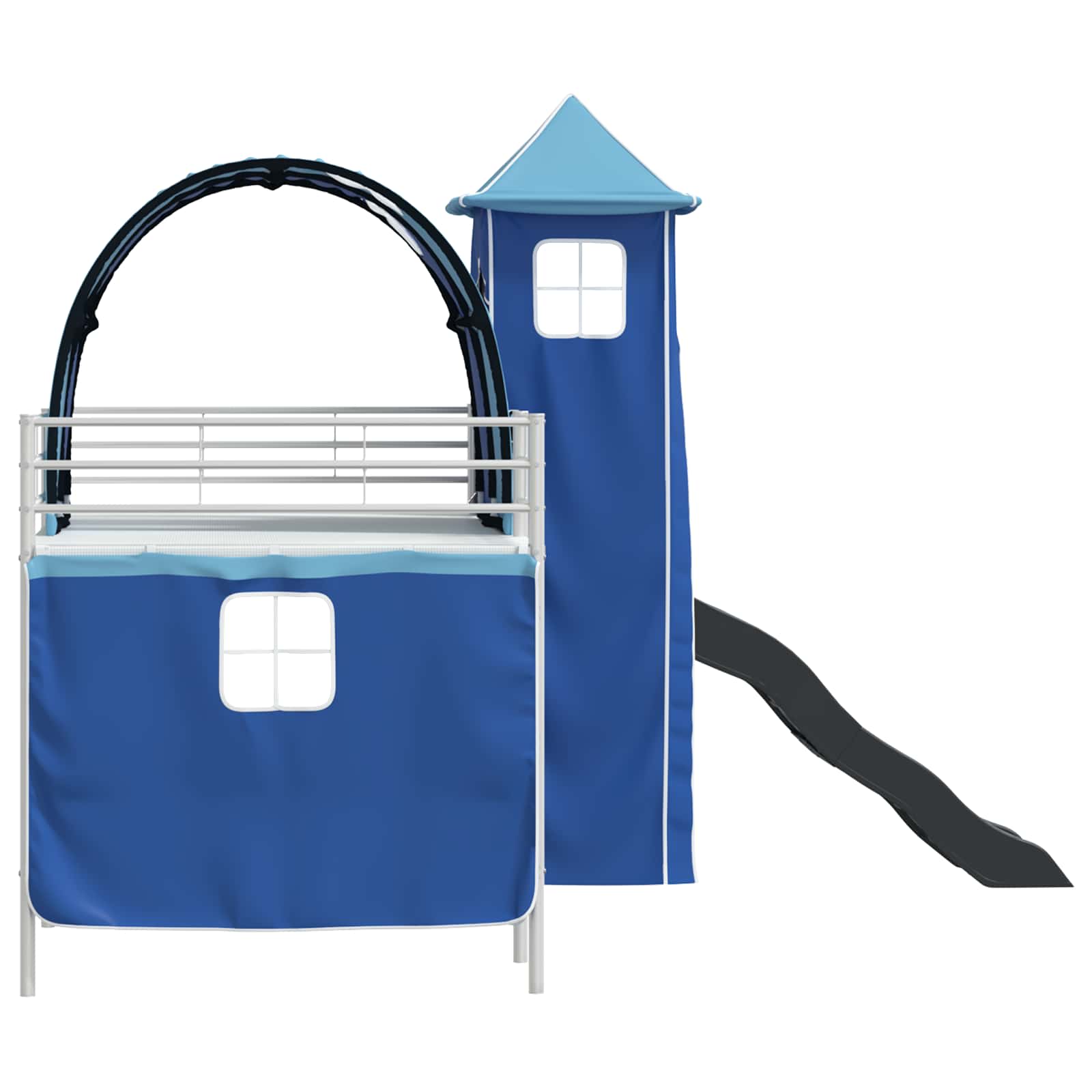 Kinder Etagenbett Gestell Uni Weiß und Blau 80 x 200 cm Metall