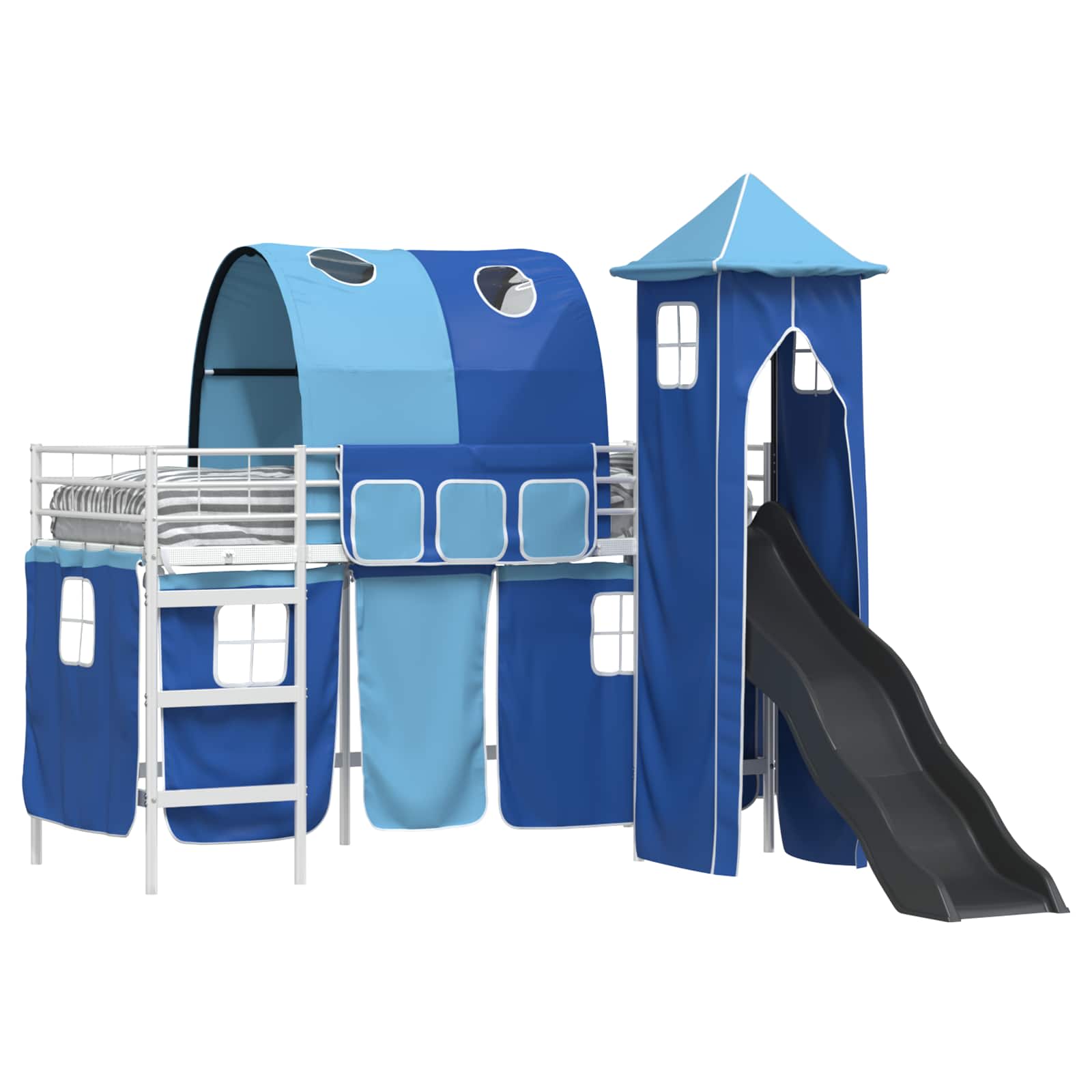 Kinder Etagenbett Gestell Uni Weiß und Blau 90 x 190 cm Metall